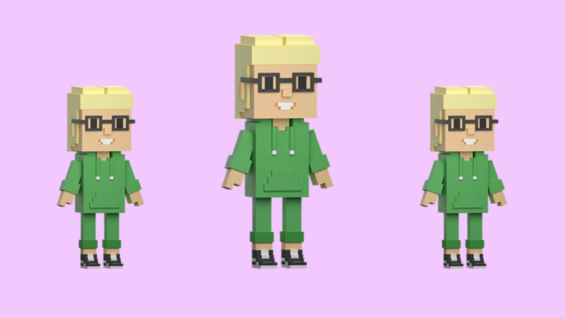 Low poly characters 4 in voxel style  Low-poly 3D model_17