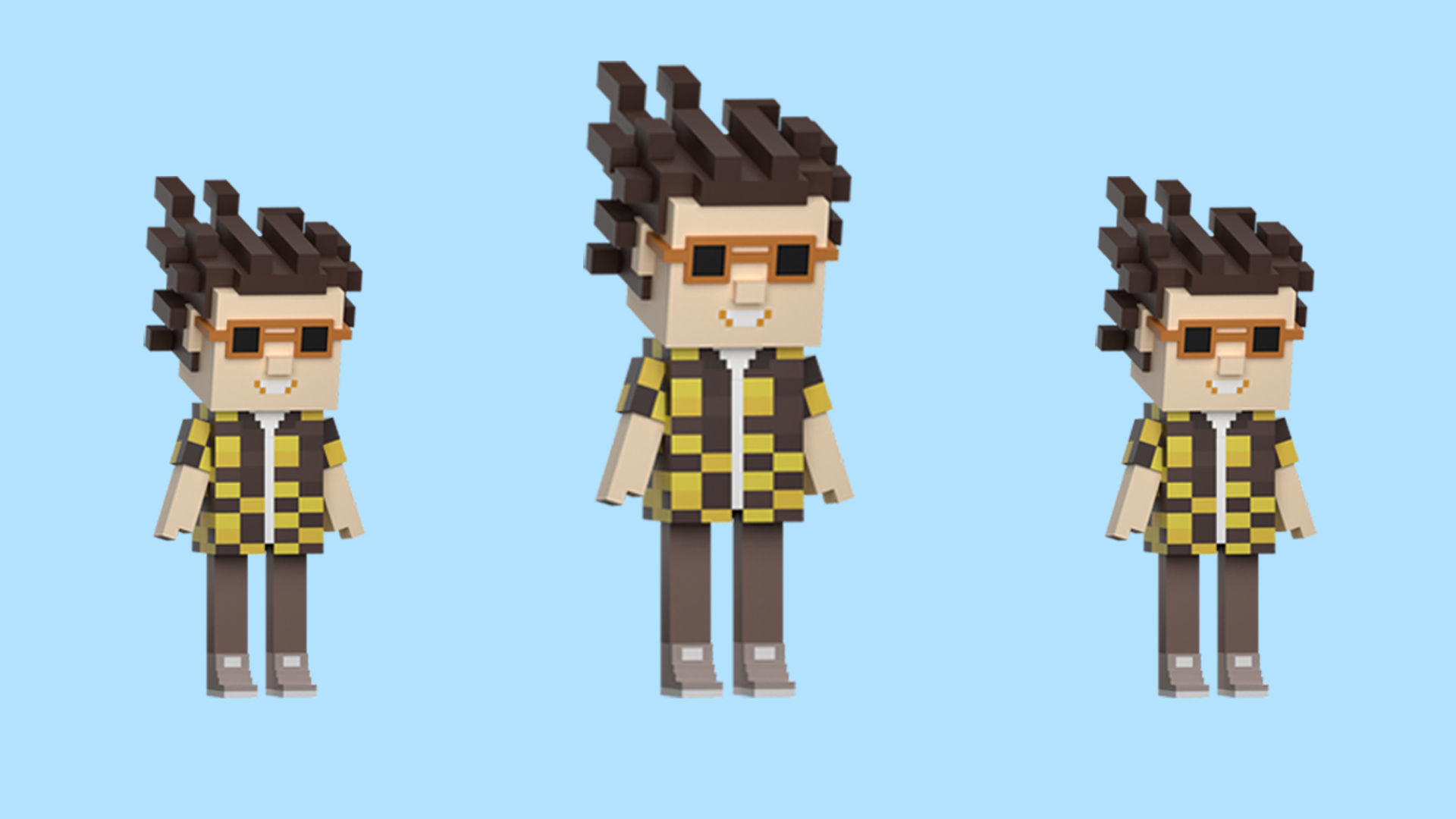 Low poly characters 4 in voxel style  Low-poly 3D model_10