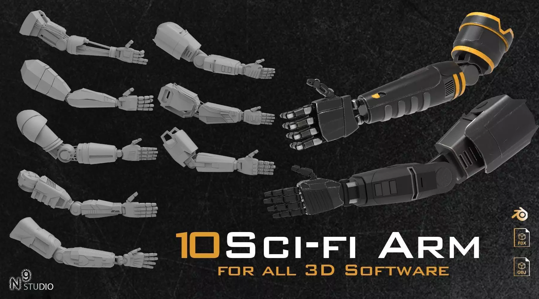 SCI-FI ROBOTIC ARMS 3D model_0