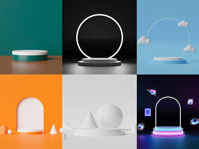 Set of minimalist podium 3D model