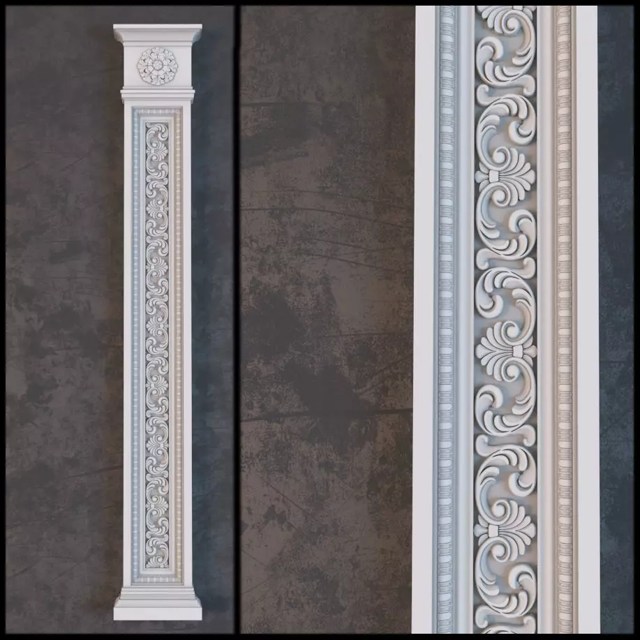 border column with ornate carvings Free low-poly 3D model