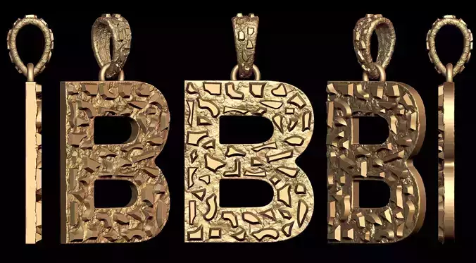 B LETTER INITIAL NUGGET PENDANT 3D print model