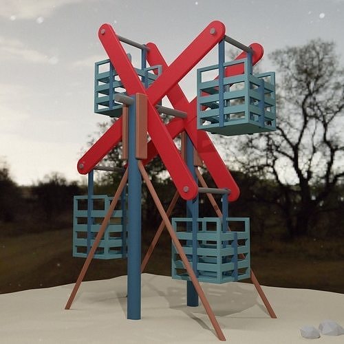 Nagordola low poly playground structure Free low-poly 3D model