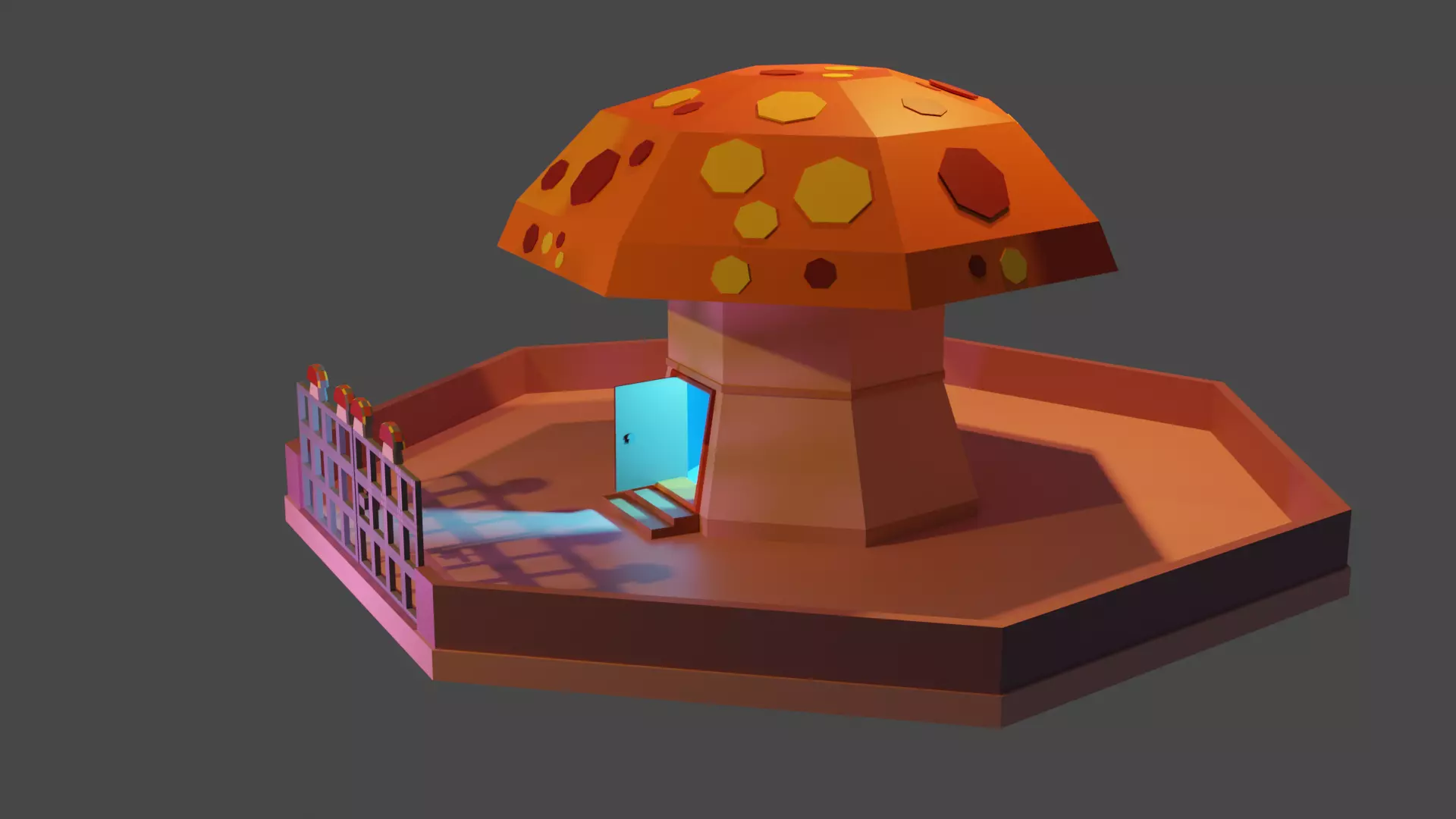 Mushroom House for human Free low-poly 3D model