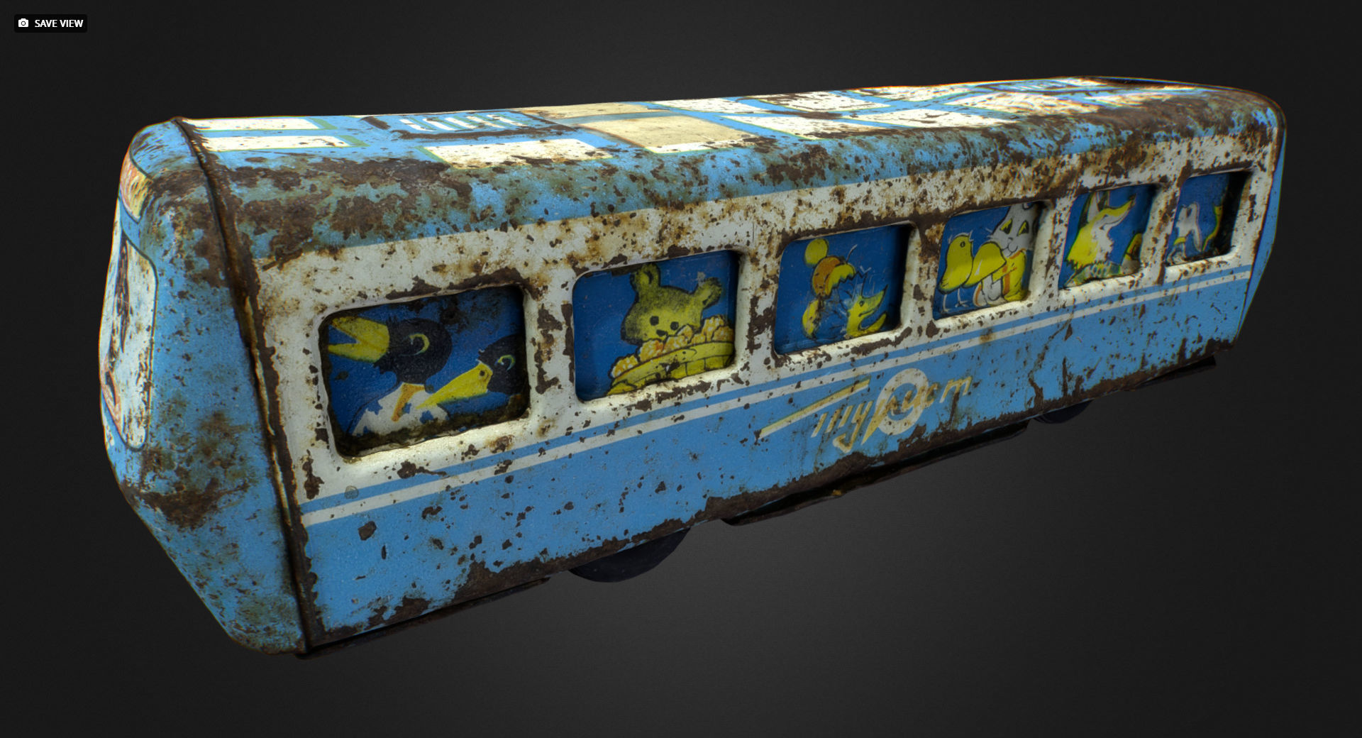 Old USSR Soviet Metal Toy Car Express Bus 3D model_7