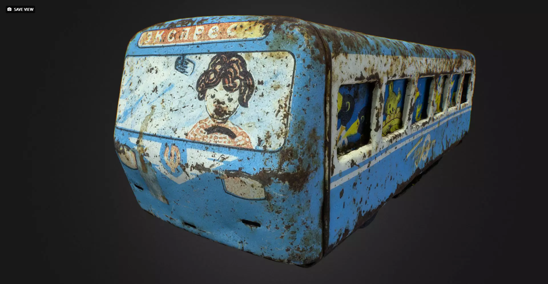 Old USSR Soviet Metal Toy Car Express Bus 3D model_0