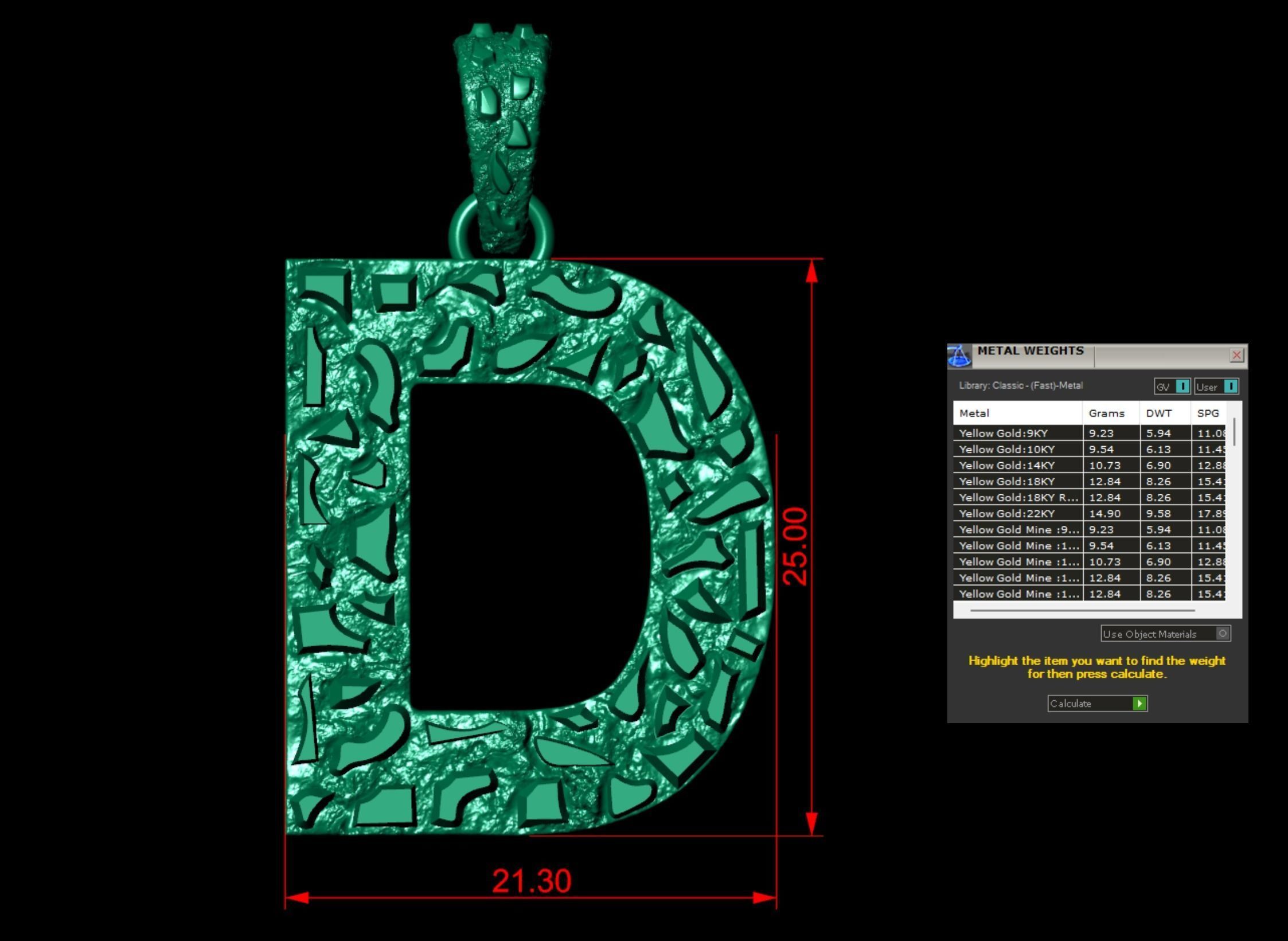 D LETTER INITIAL NUGGET PENDANT 3D print model_5