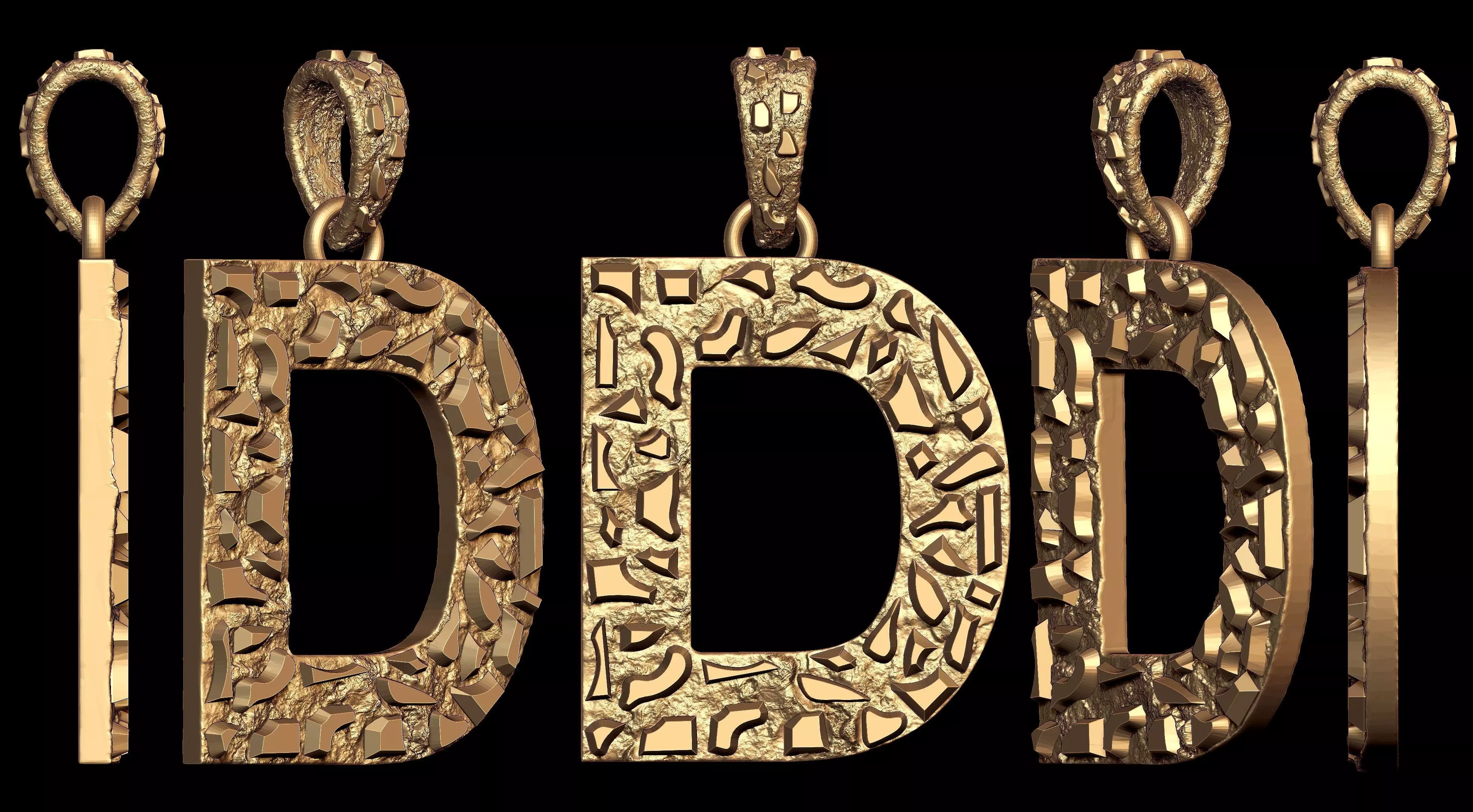 D LETTER INITIAL NUGGET PENDANT 3D print model_0
