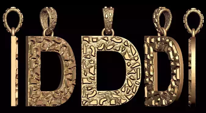 D LETTER INITIAL NUGGET PENDANT 3D print model