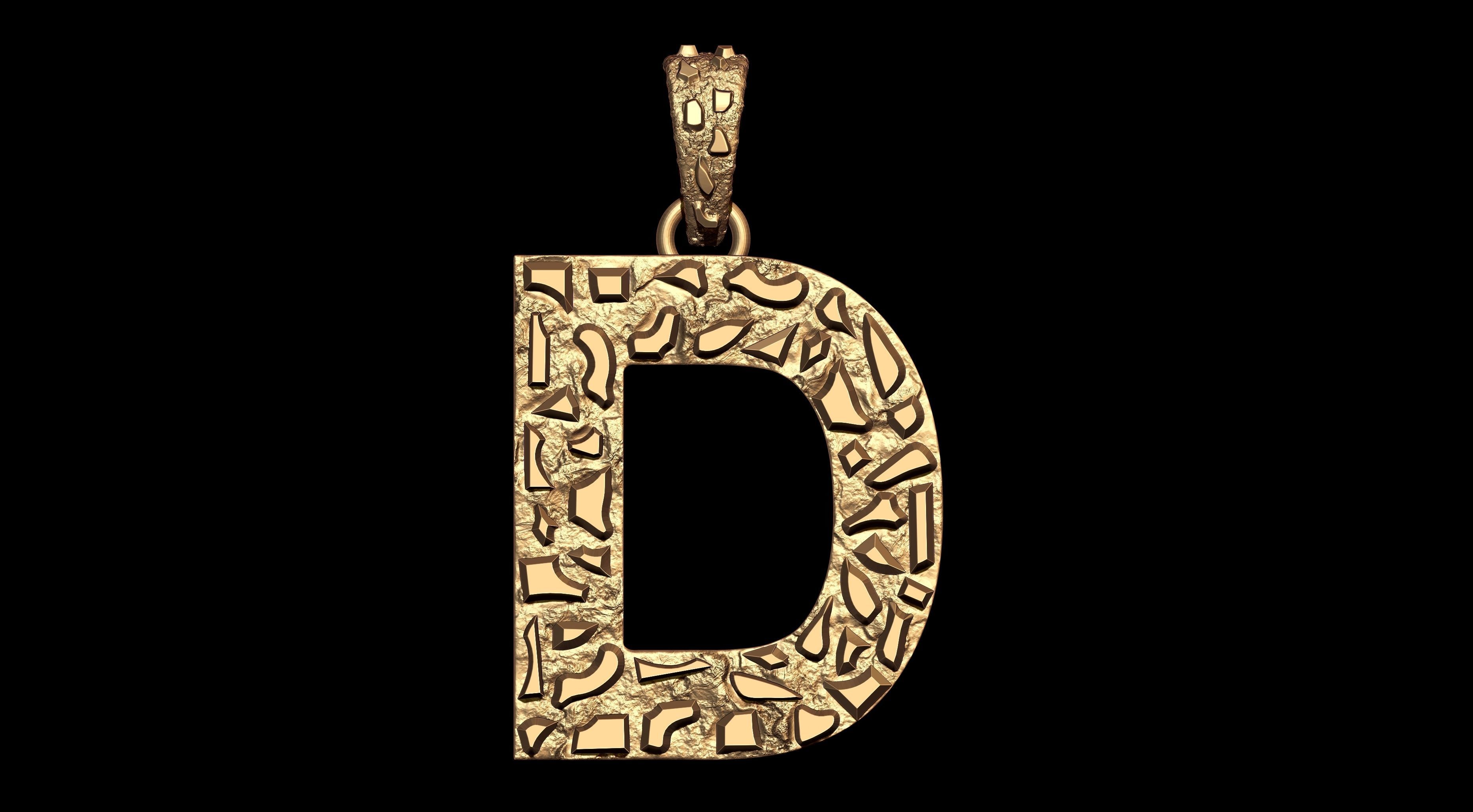 D LETTER INITIAL NUGGET PENDANT 3D print model_2