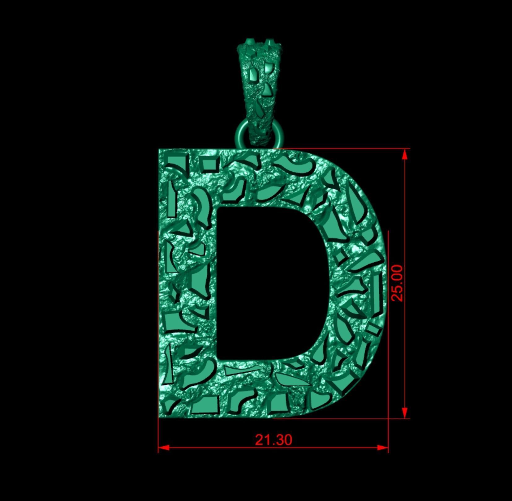 D LETTER INITIAL NUGGET PENDANT 3D print model_3