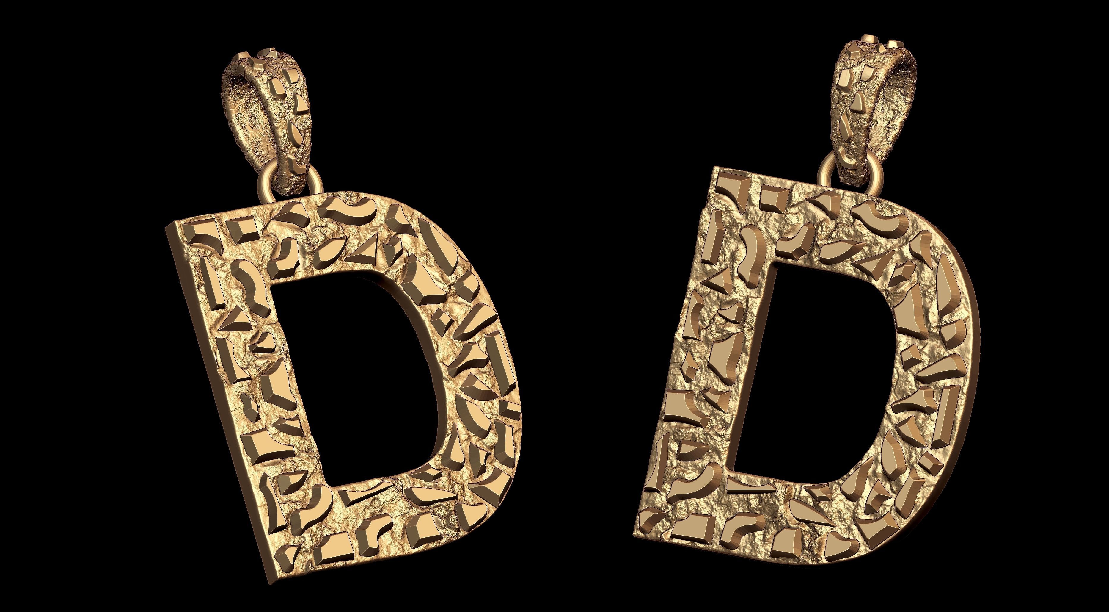 D LETTER INITIAL NUGGET PENDANT 3D print model_8