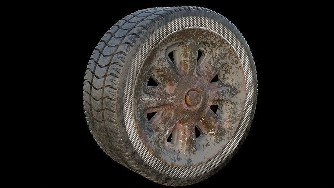 Dirty wheel and rim 3D model