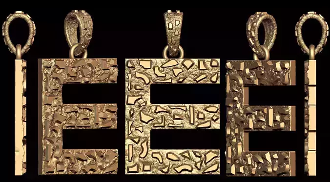 E LETTER INITIAL NUGGET PENDANT 3D print model