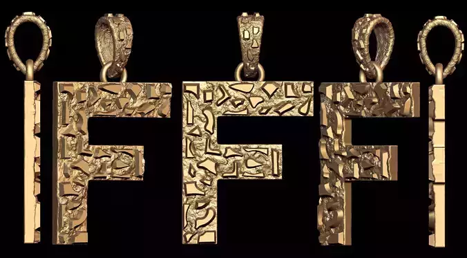 F LETTER INITIAL NUGGET PENDANT 3D print model