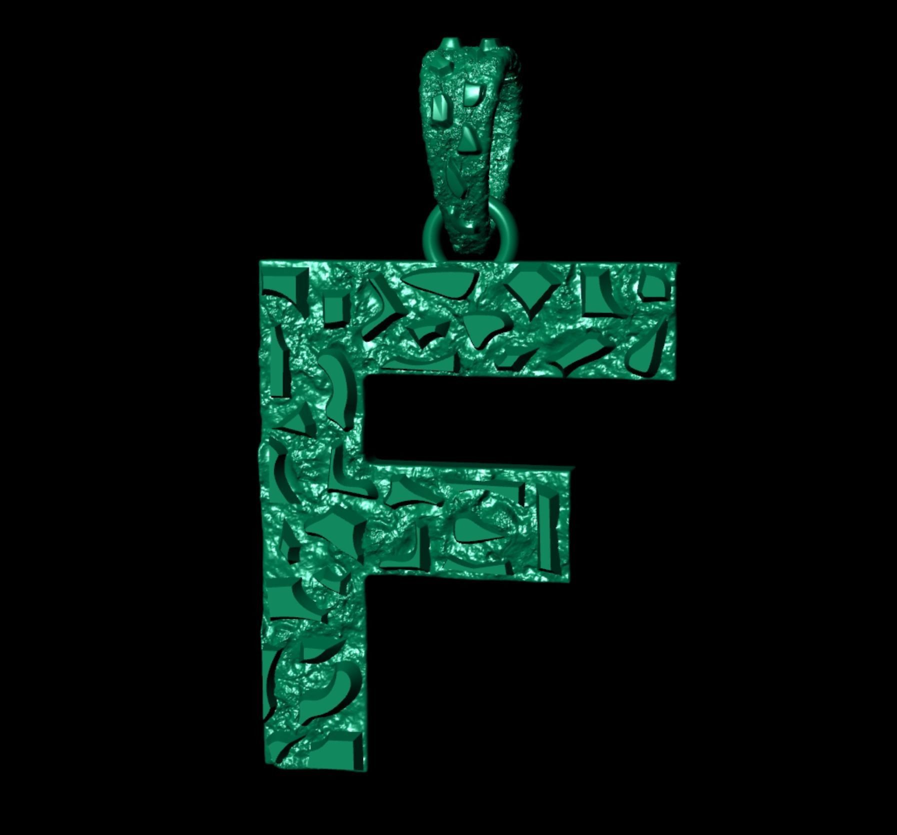 F LETTER INITIAL NUGGET PENDANT 3D print model_6