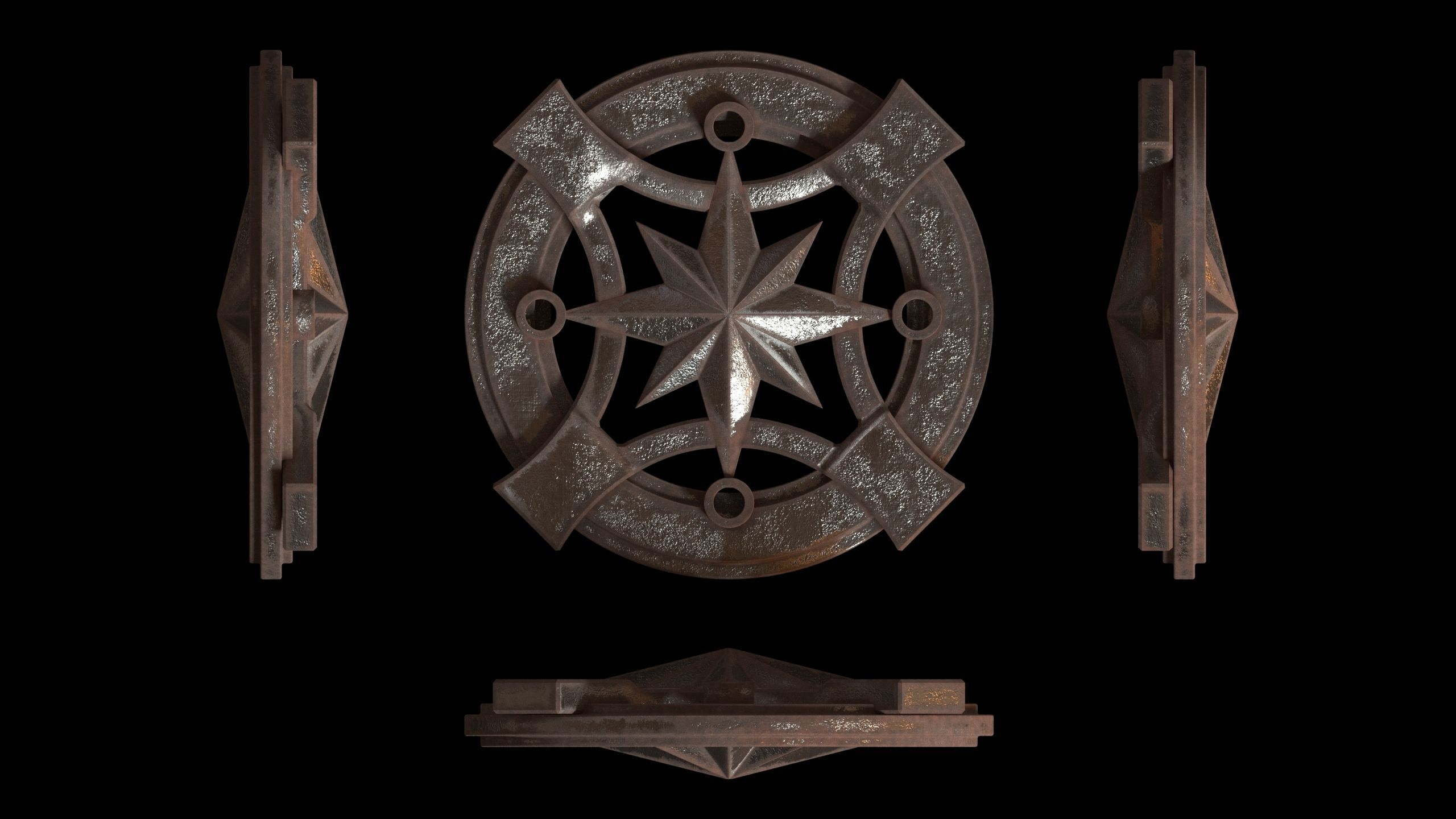 Wind Rose Pendant 3D model_3