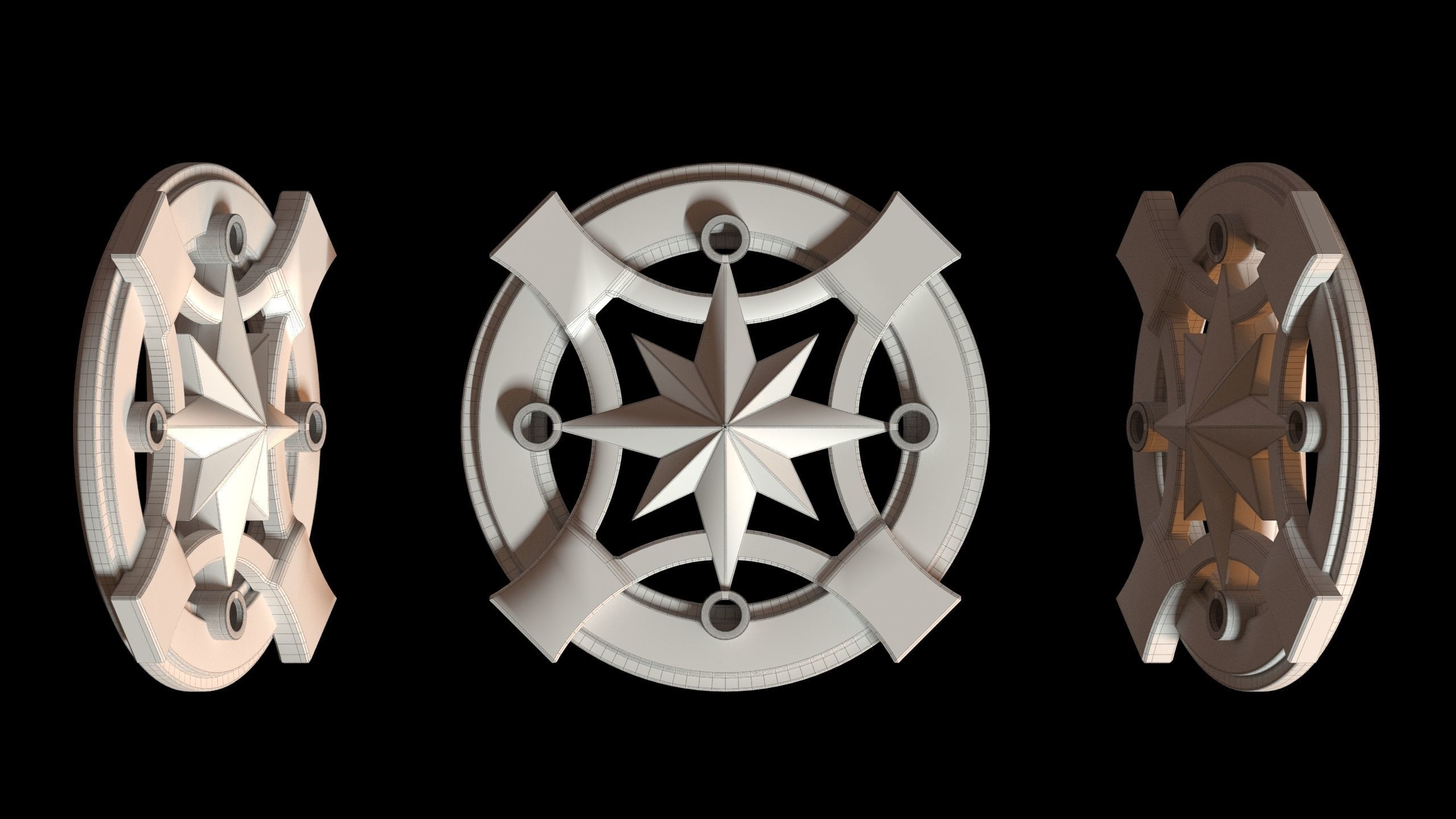 Wind Rose Pendant 3D model_5