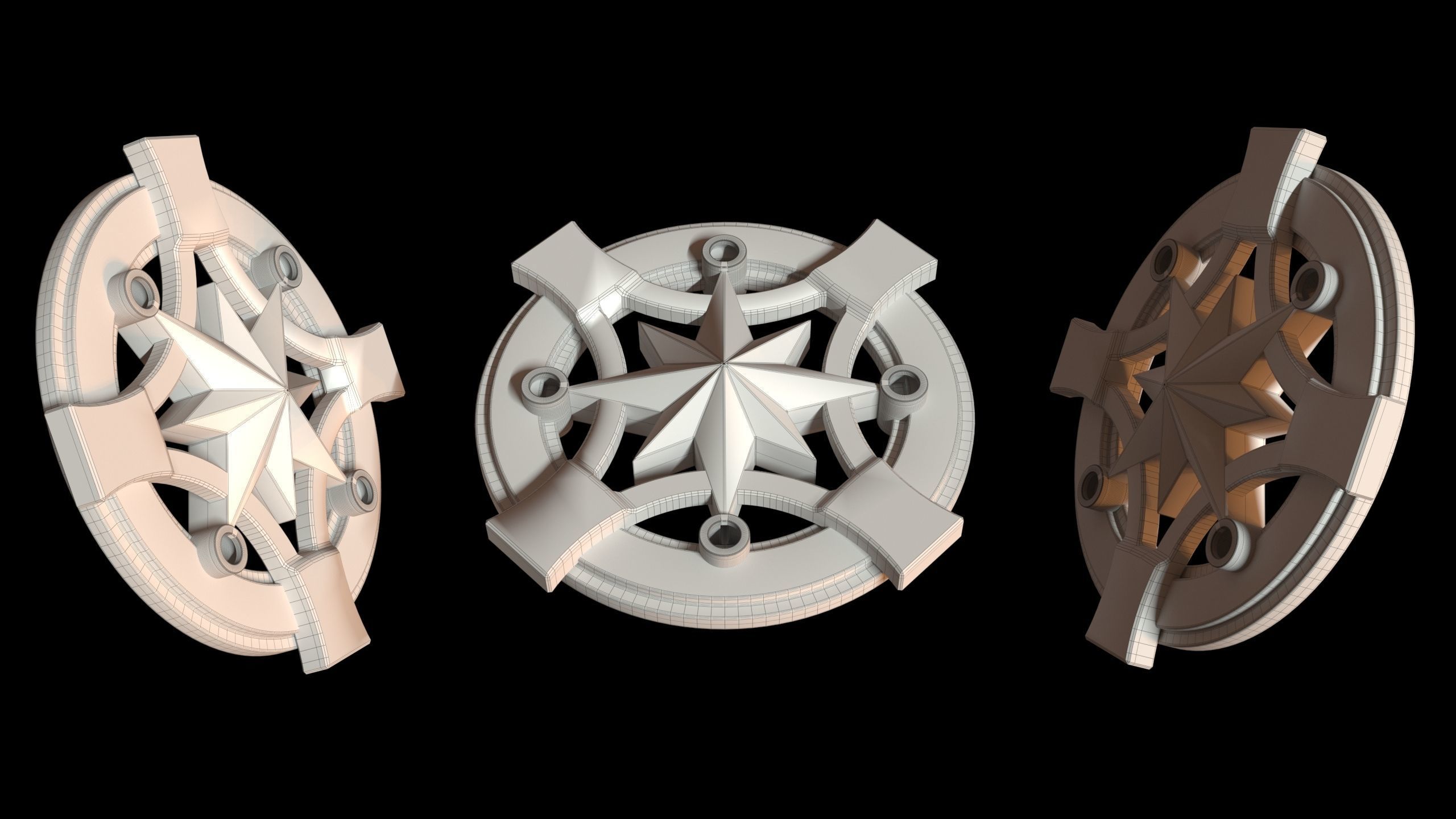 Wind Rose Pendant 3D model_4