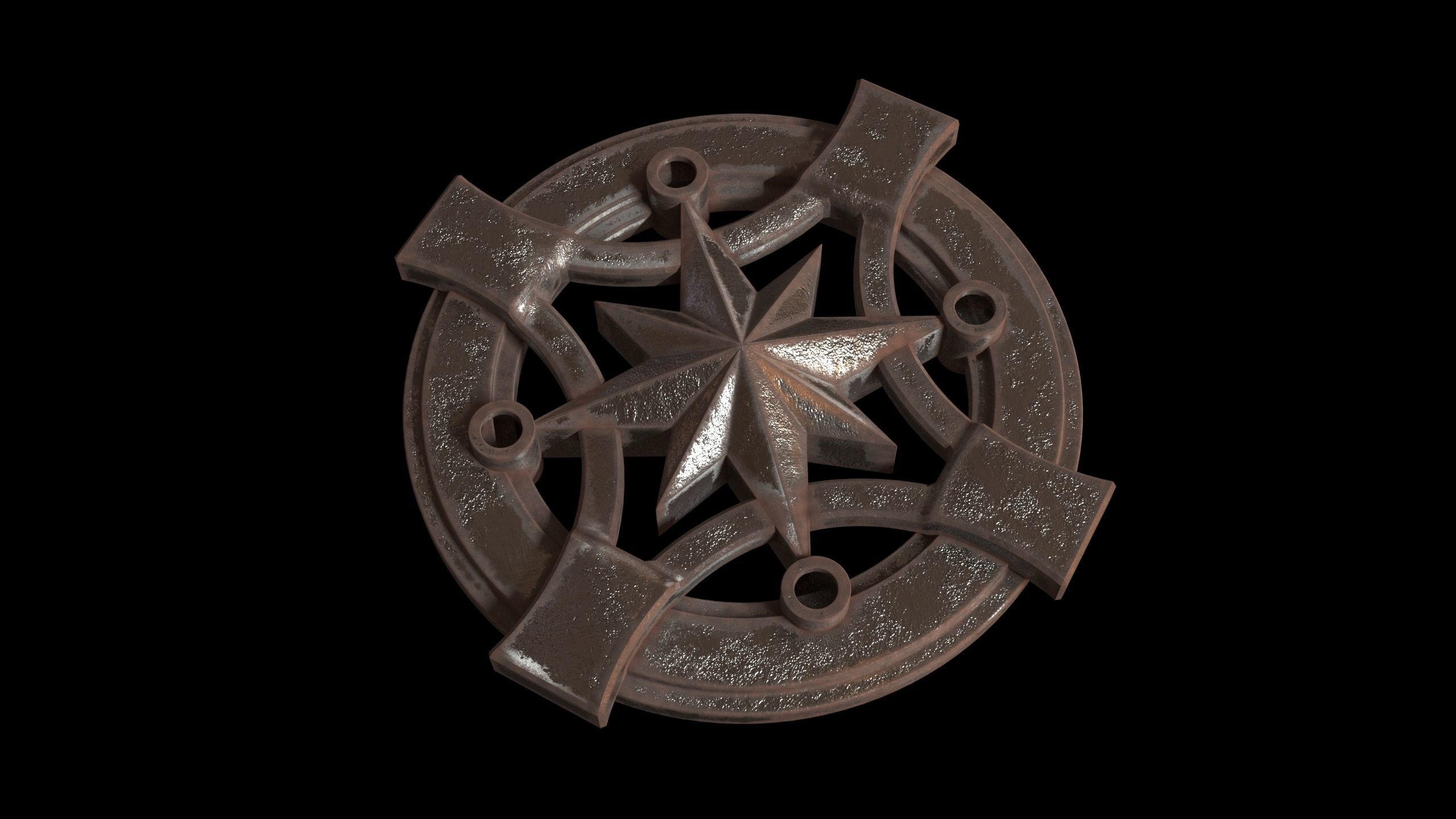 Wind Rose Pendant 3D model_1