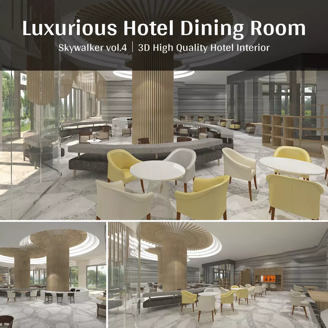 Luxury Hotel Interior Scenes-Dining 3D model 3D model_0