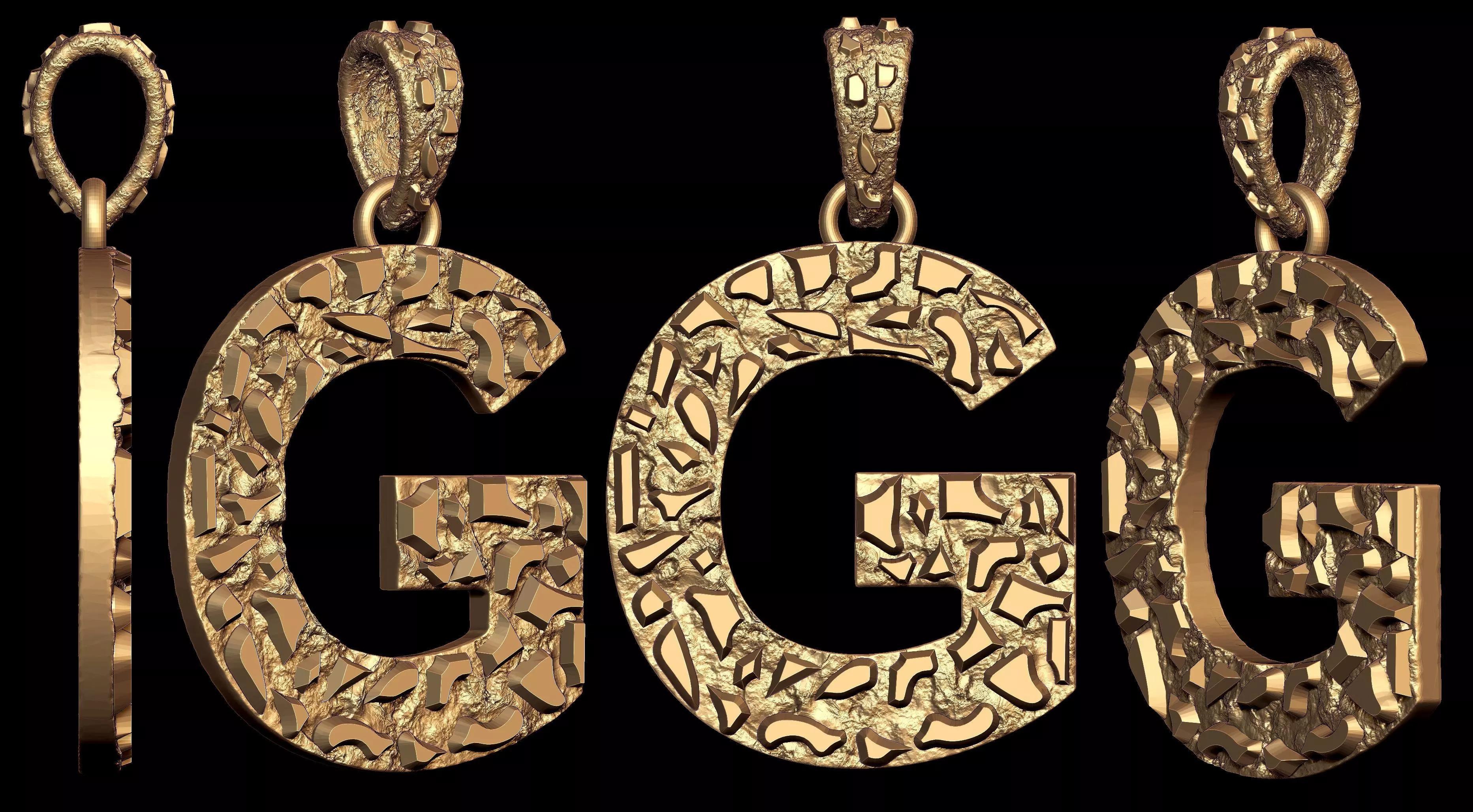 G LETTER INITIAL NUGGET PENDANT 3D print model_0