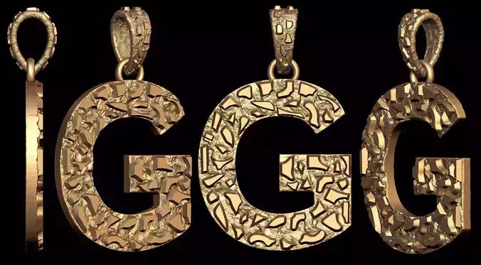 G LETTER INITIAL NUGGET PENDANT 3D print model