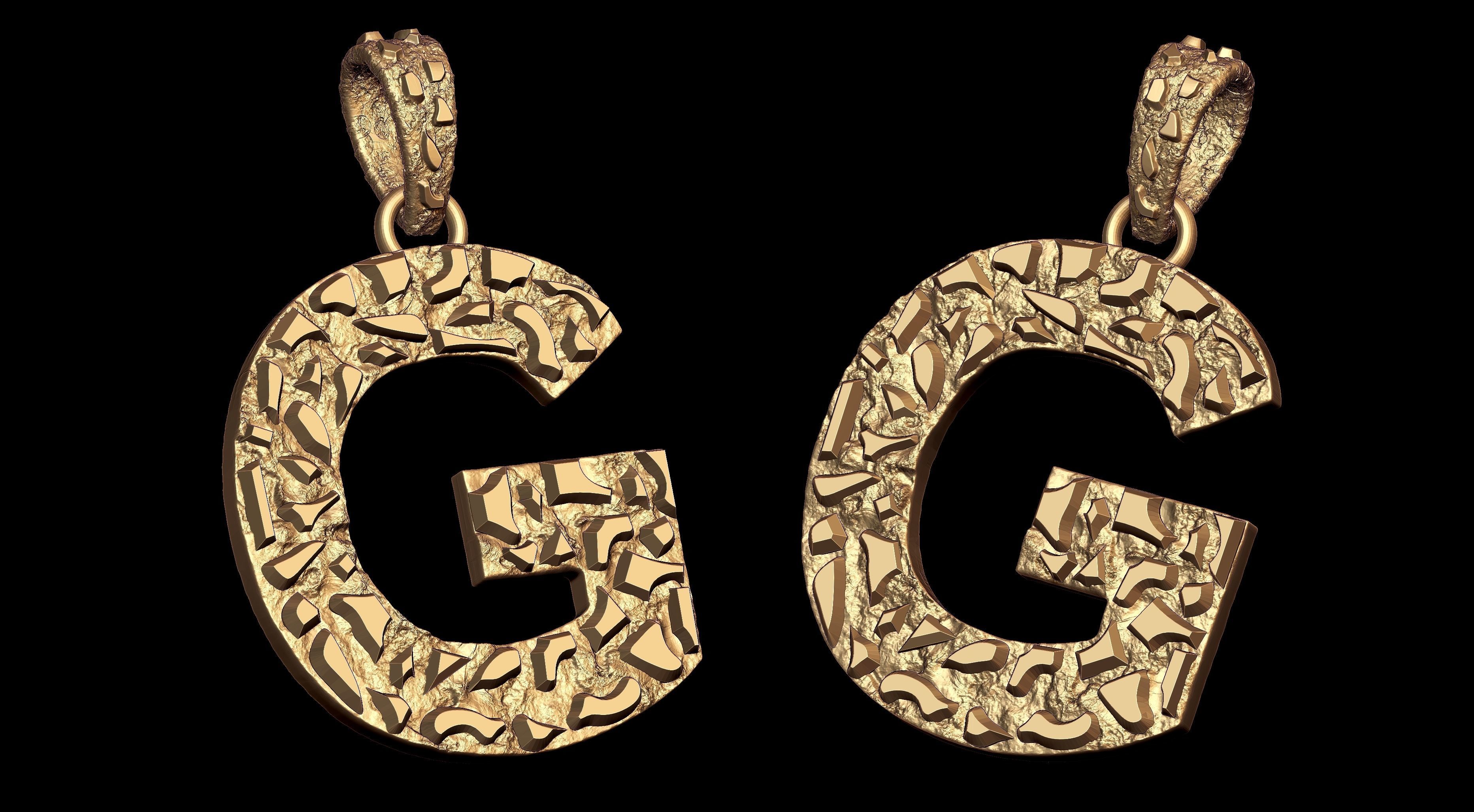 G LETTER INITIAL NUGGET PENDANT 3D print model_1