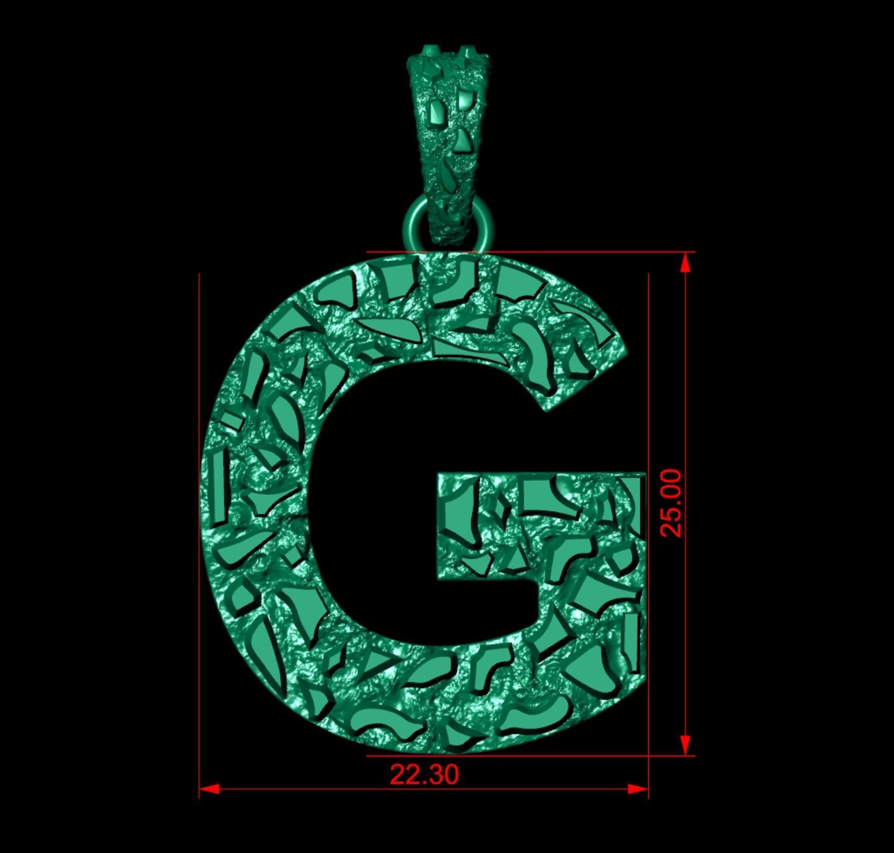 G LETTER INITIAL NUGGET PENDANT 3D print model_3