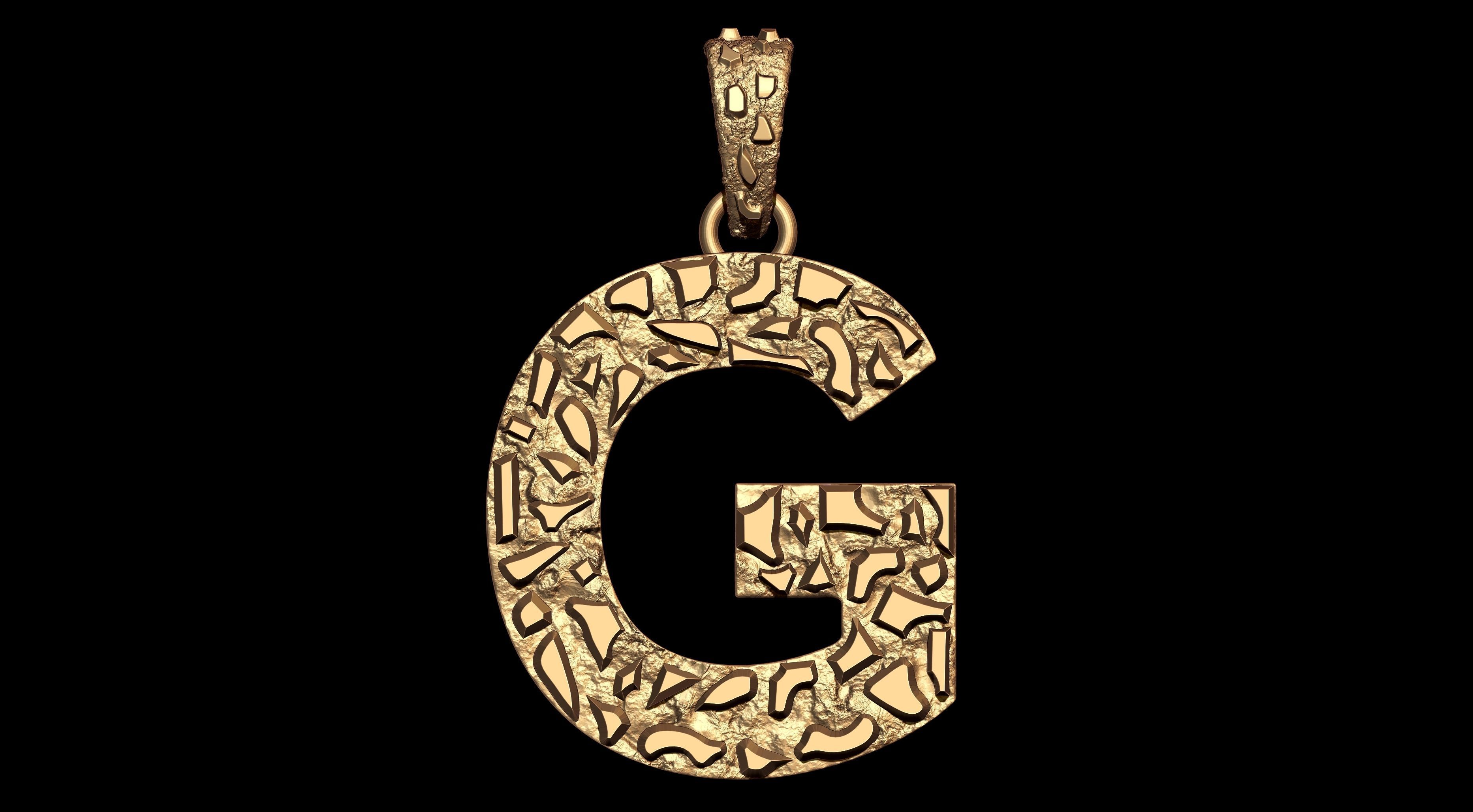 G LETTER INITIAL NUGGET PENDANT 3D print model_2
