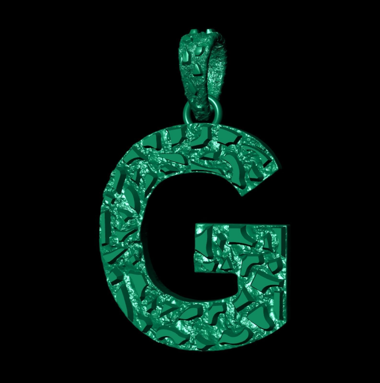 G LETTER INITIAL NUGGET PENDANT 3D print model_6
