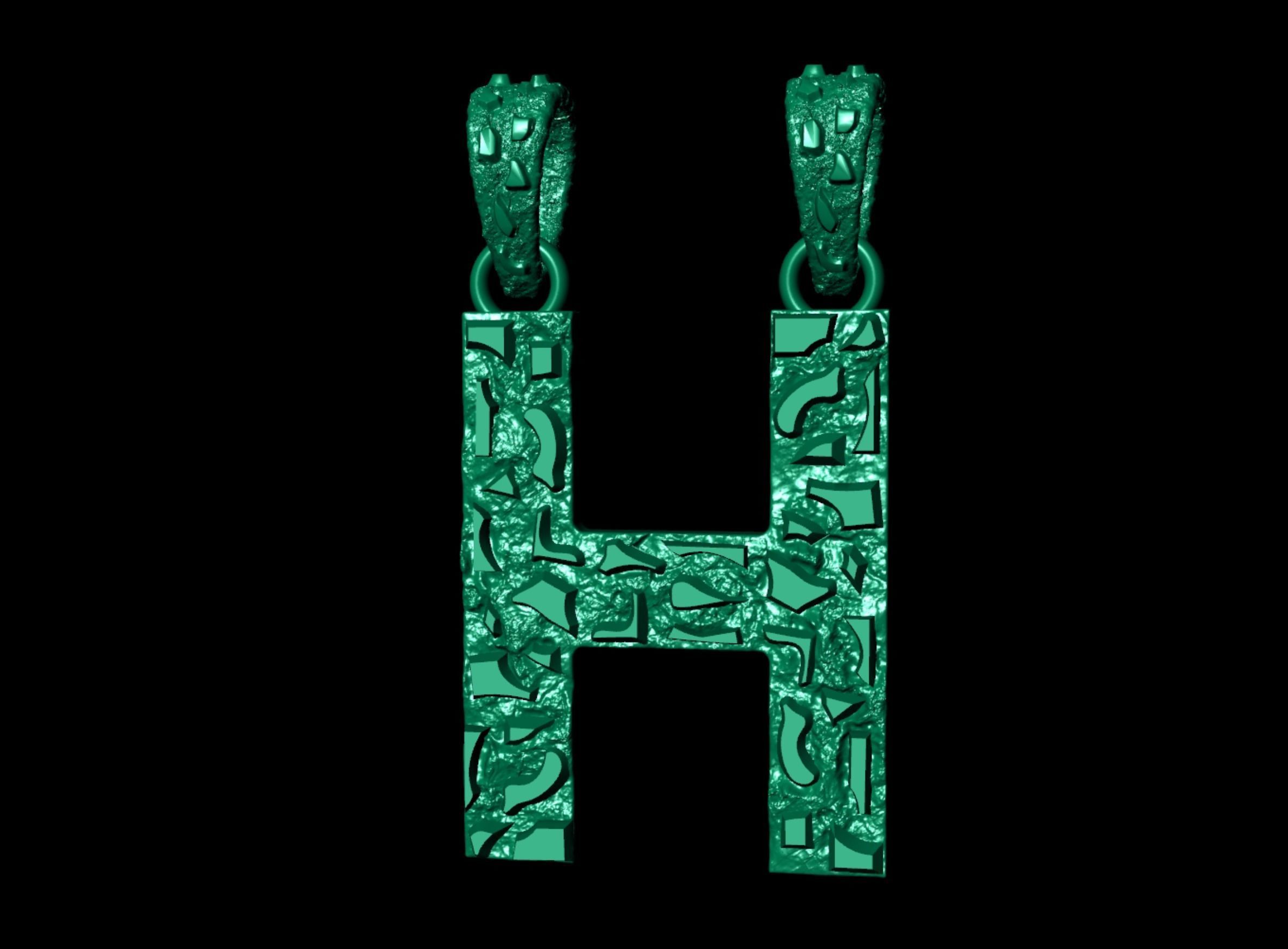 H LETTER INITIAL NUGGET PENDANT 3D print model_5