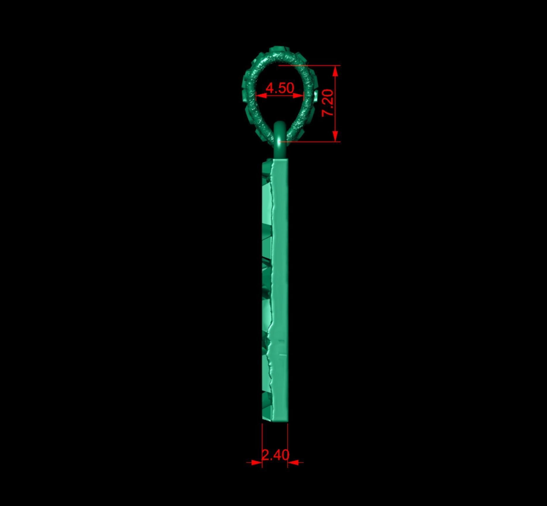 H LETTER INITIAL NUGGET PENDANT 3D print model_4