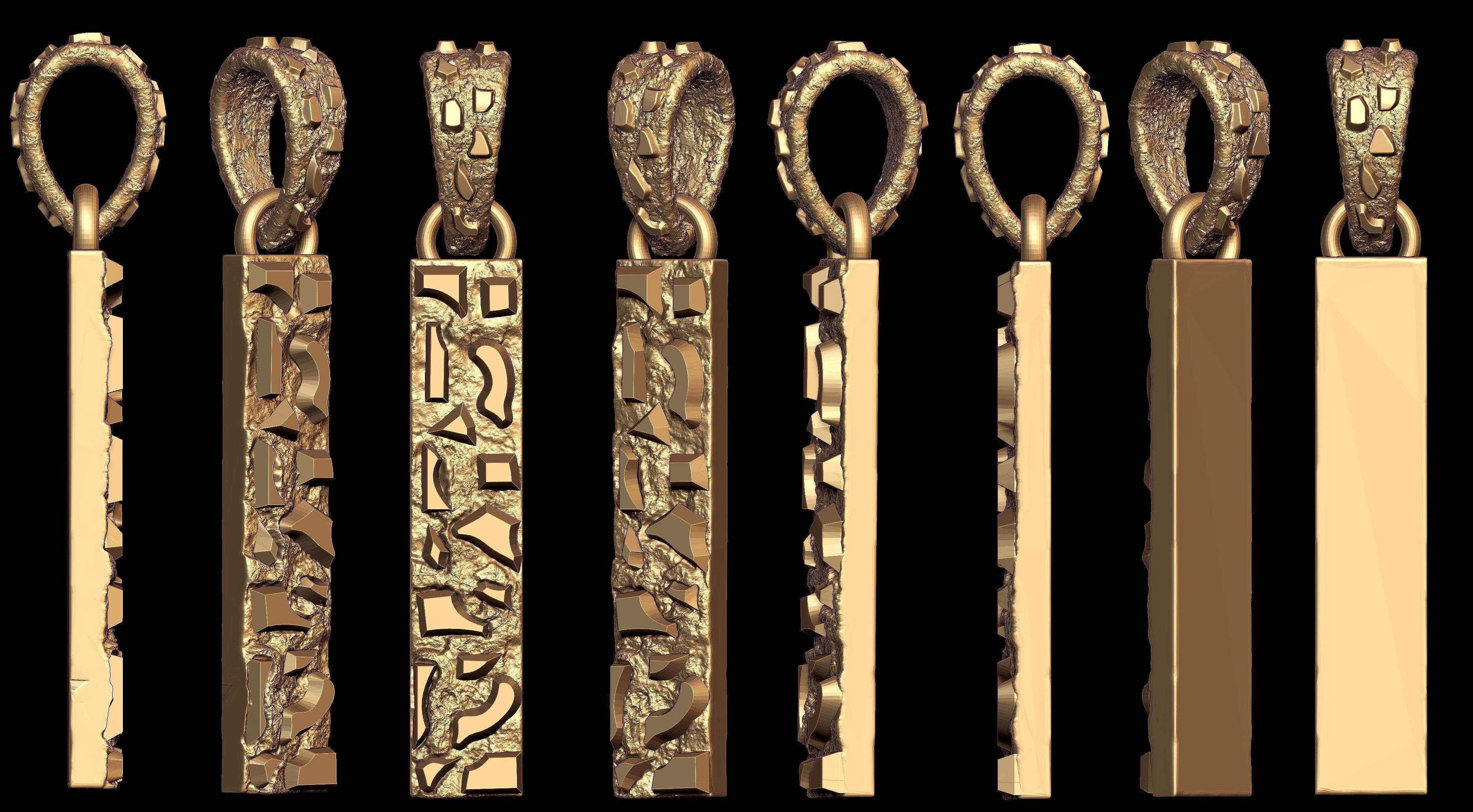 I LETTER INITIAL NUGGET PENDANT 3D print model_8