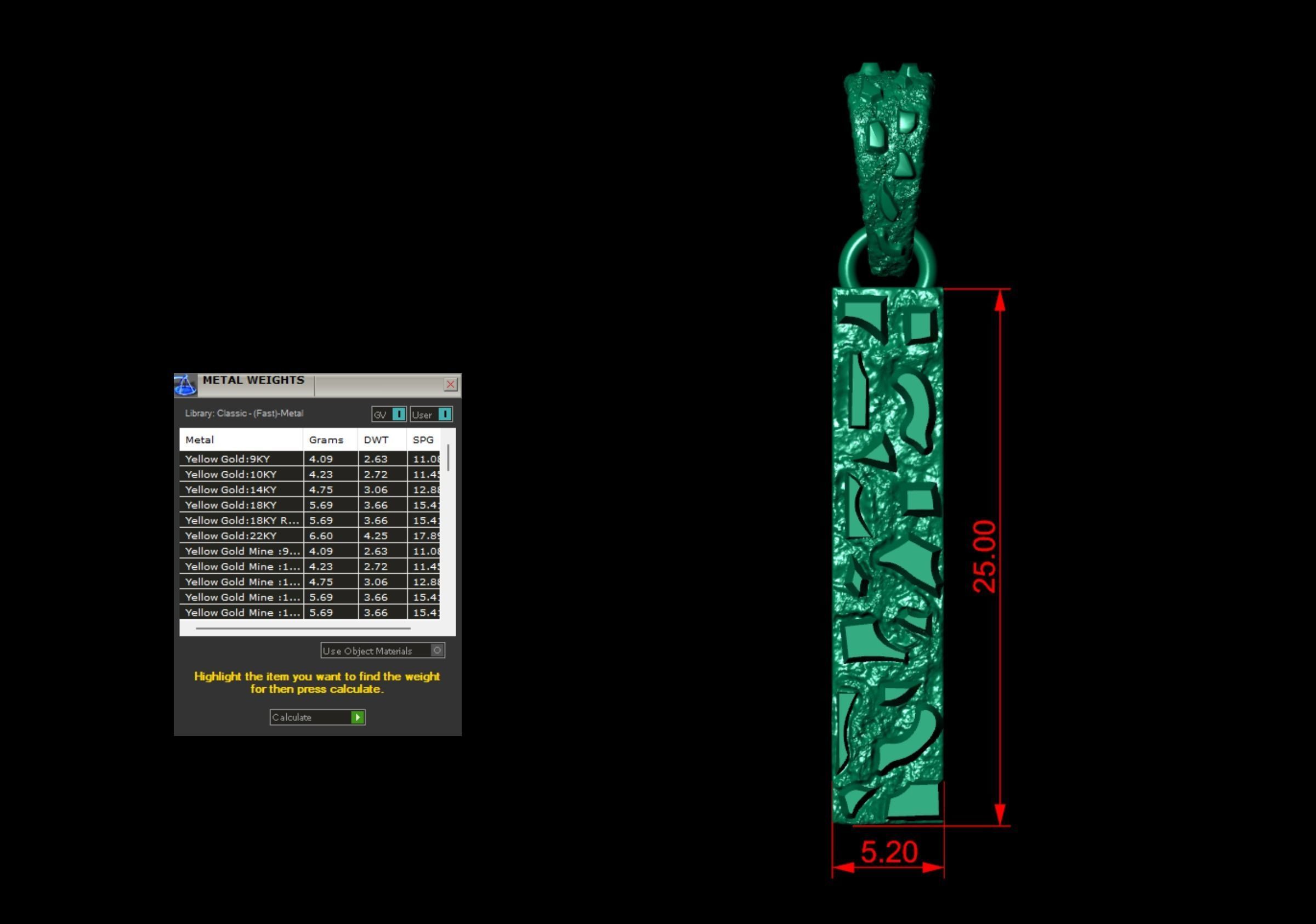 I LETTER INITIAL NUGGET PENDANT 3D print model_6