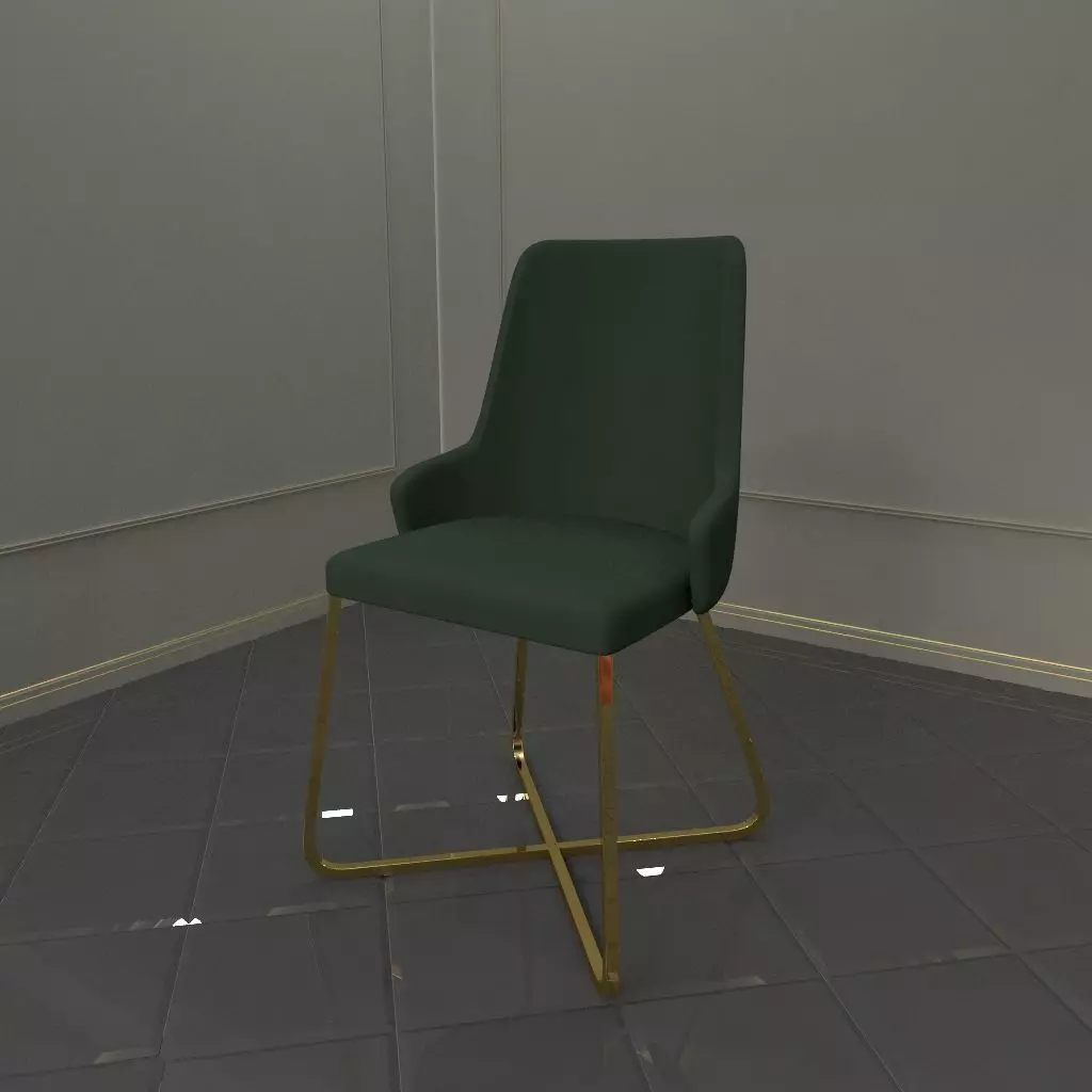 chair with gold legs 3D model_0