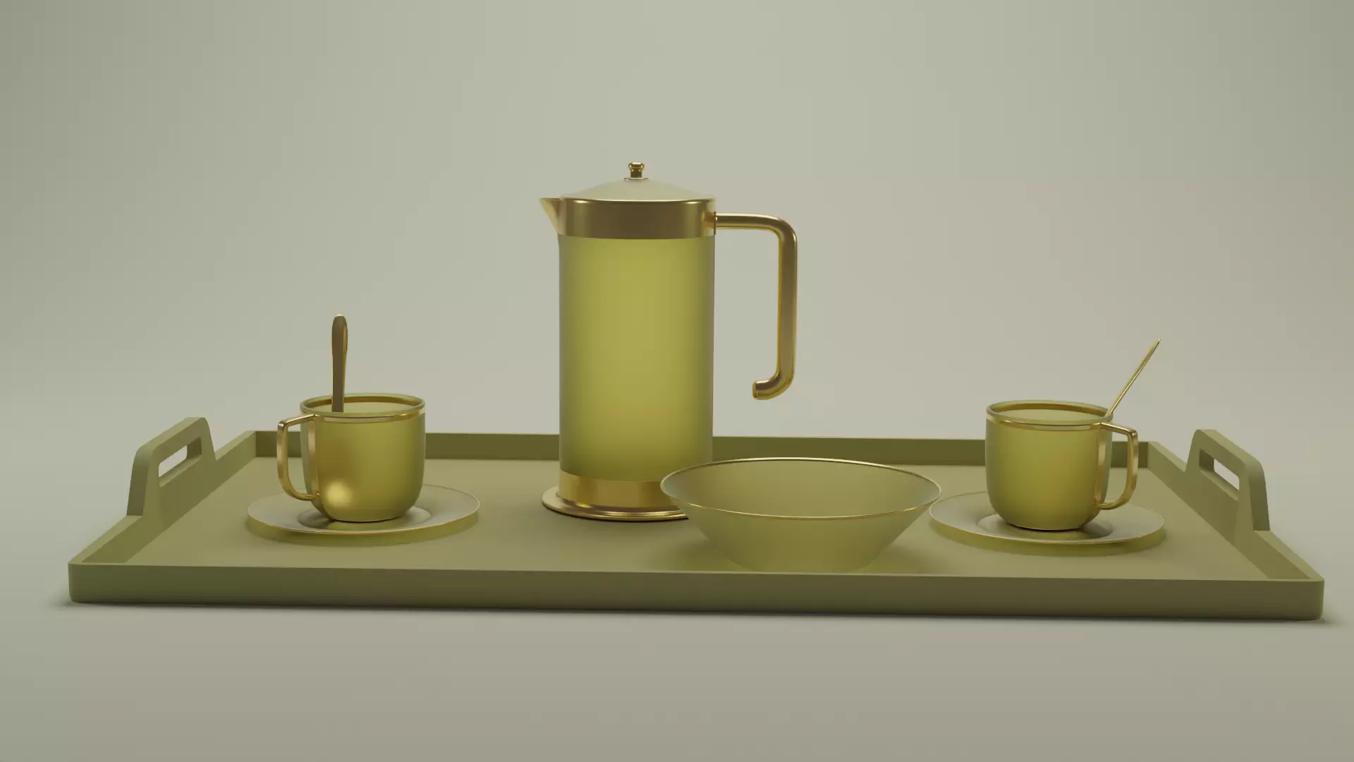 Tea-set gold coffee pot Free 3D model