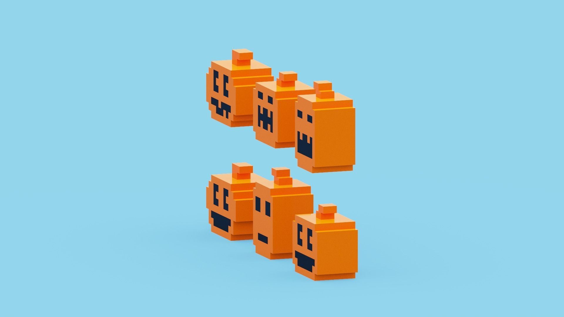 Halloween Pumpkin Low-poly 3D model_3