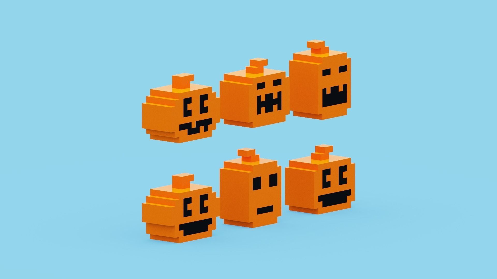 Halloween Pumpkin Low-poly 3D model_11