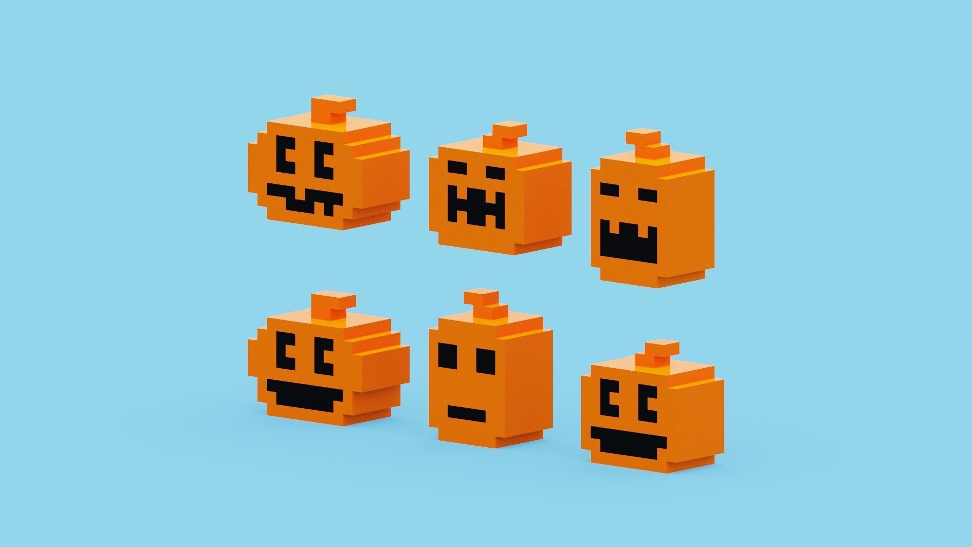 Halloween Pumpkin Low-poly 3D model_2