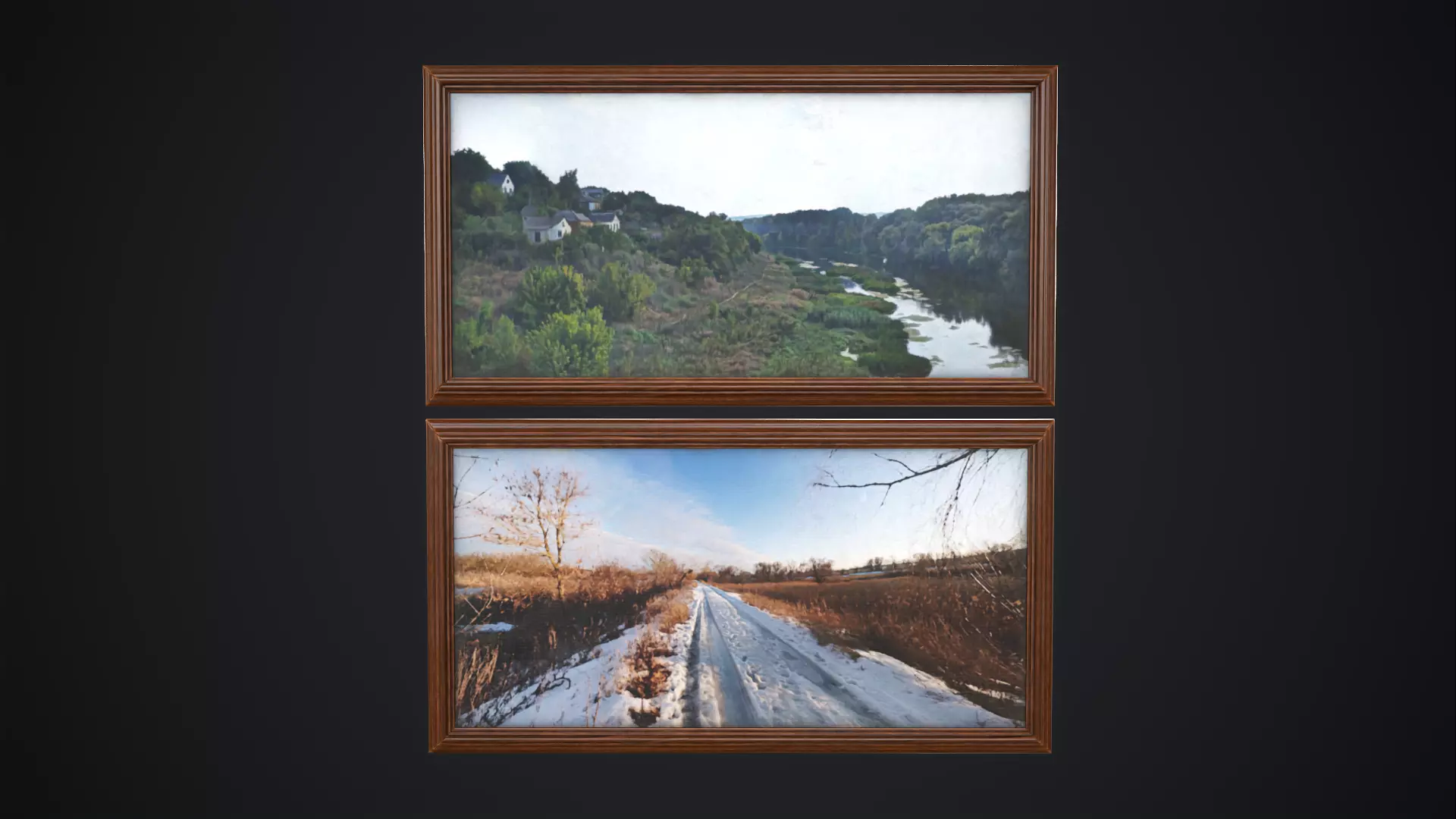 Frame and two pictures Free low-poly 3D model