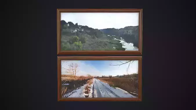 Frame and two pictures Free low-poly 3D model