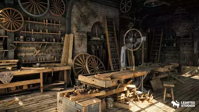 Carpenters Workshop Low-poly 3D model 5