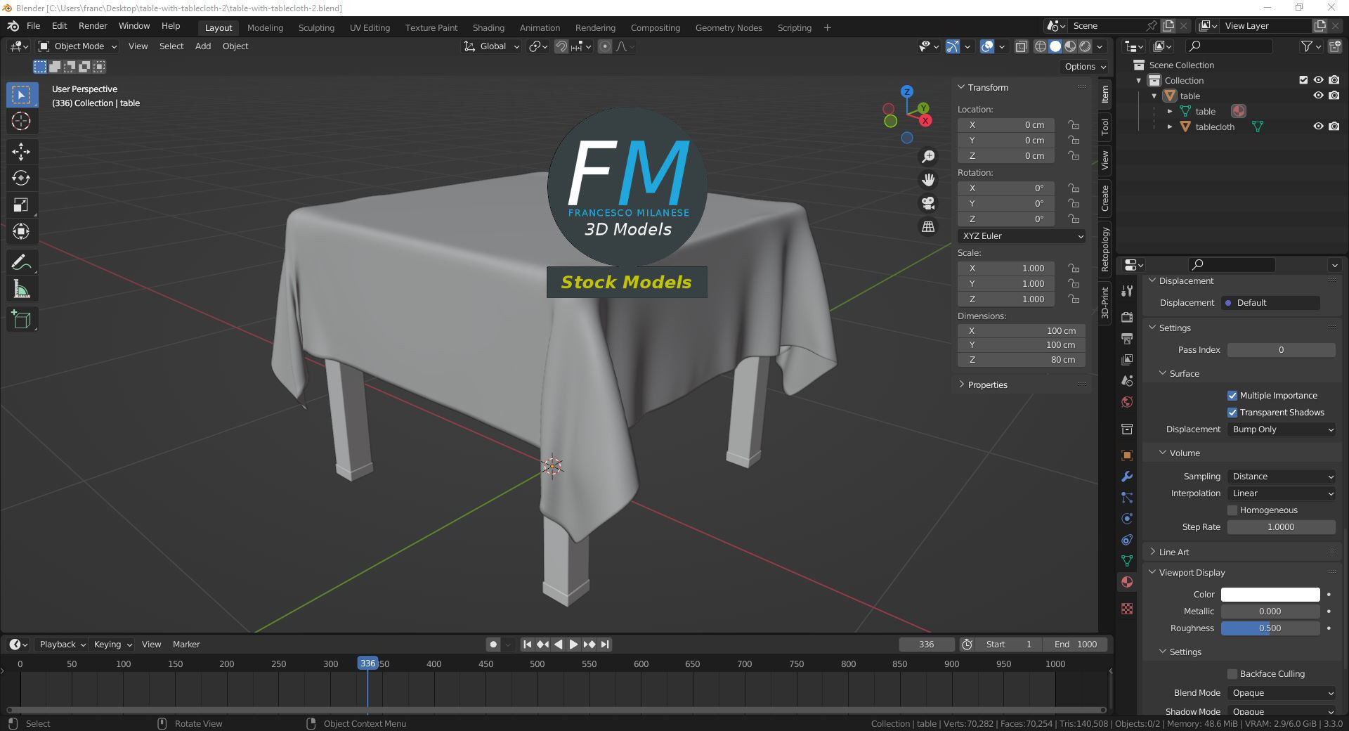 Table with tablecloth 2 3D model_9
