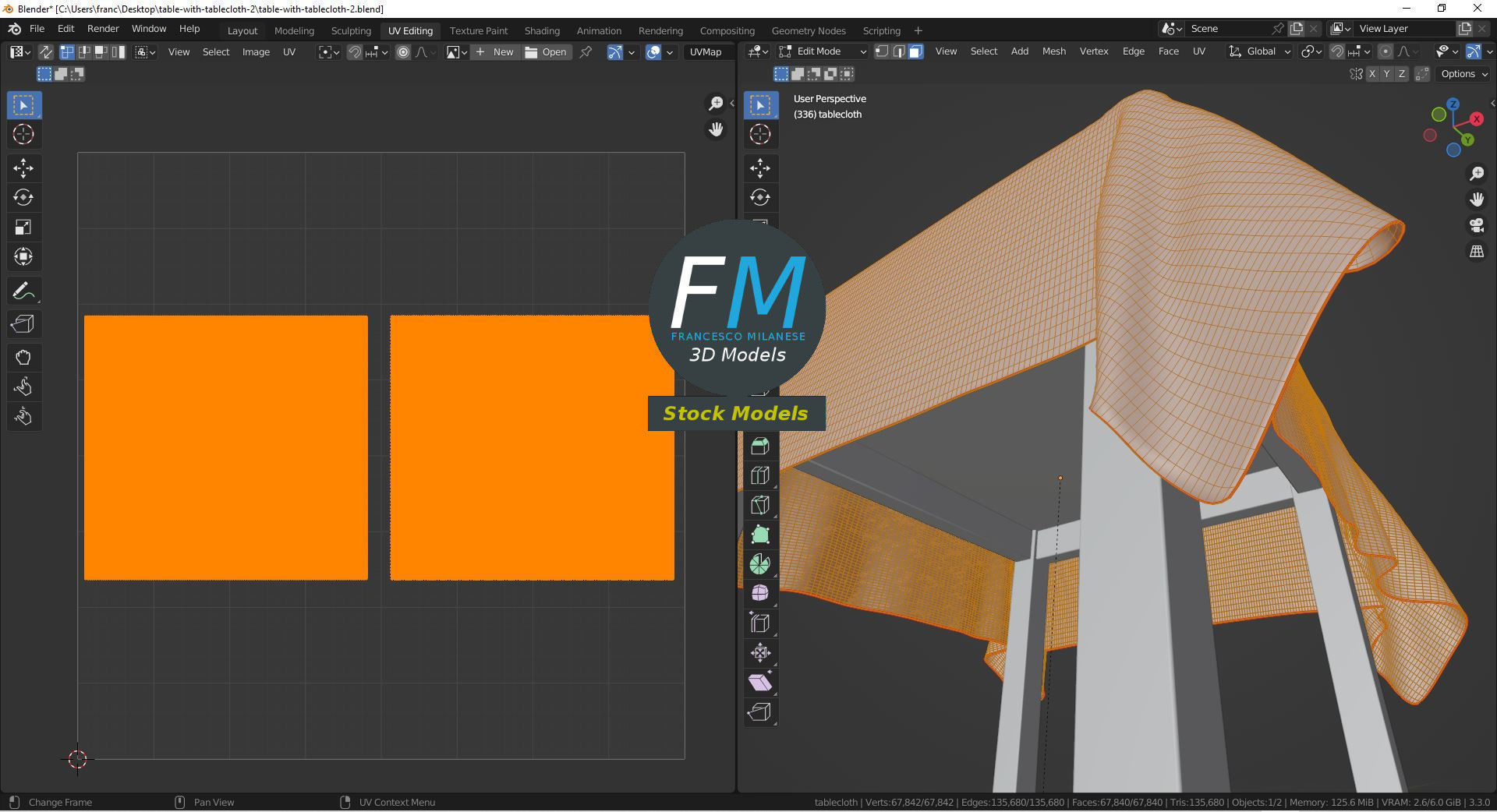Table with tablecloth 2 3D model_10