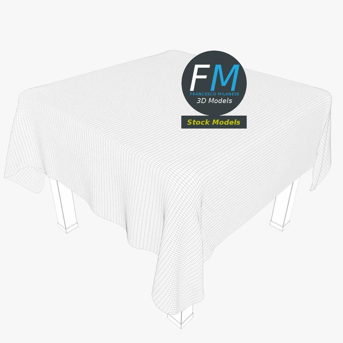 Table with tablecloth 2 3D model_7
