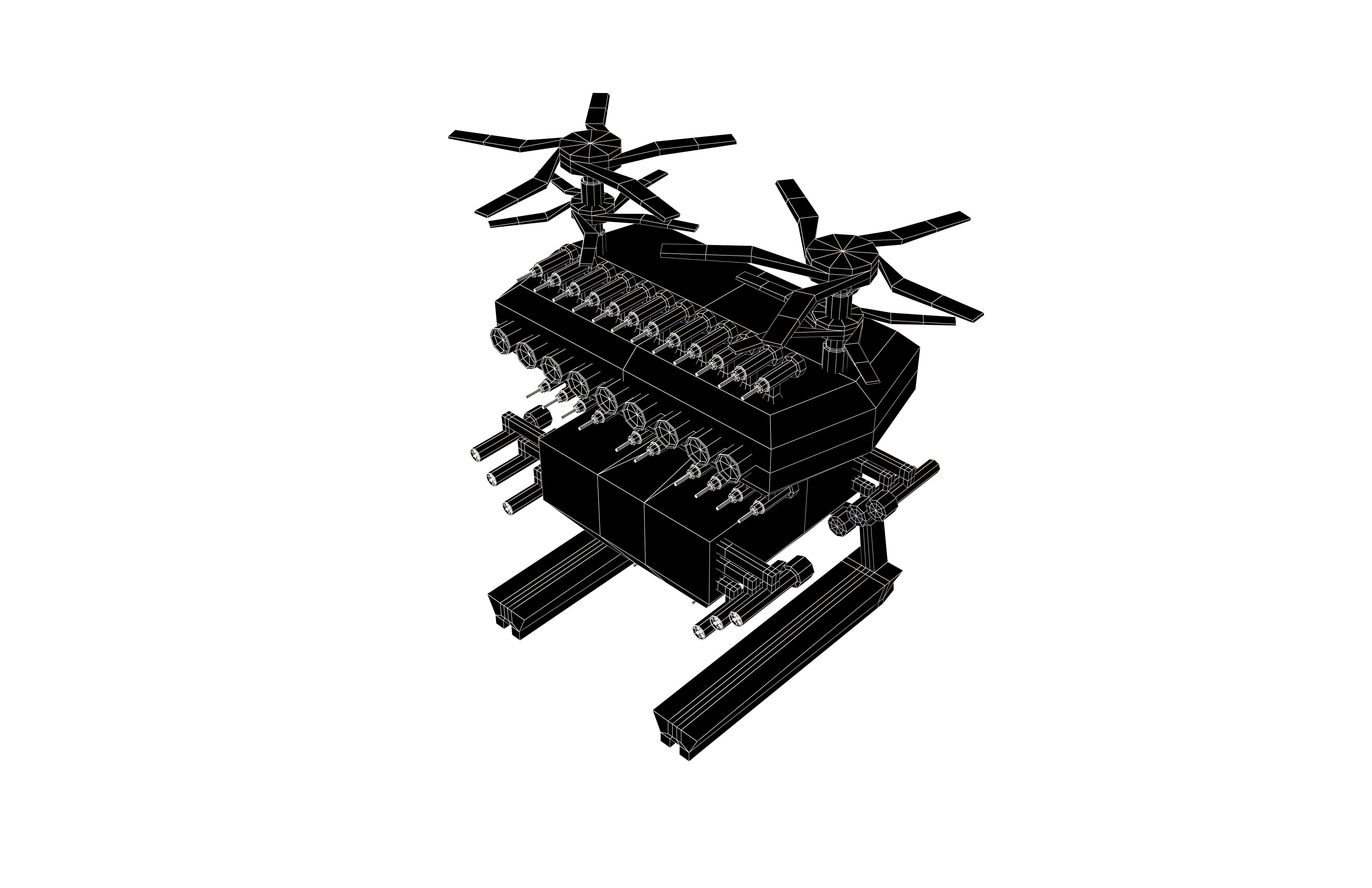 Cartoon Wepon Drone V3 001 Low-poly 3D model_7