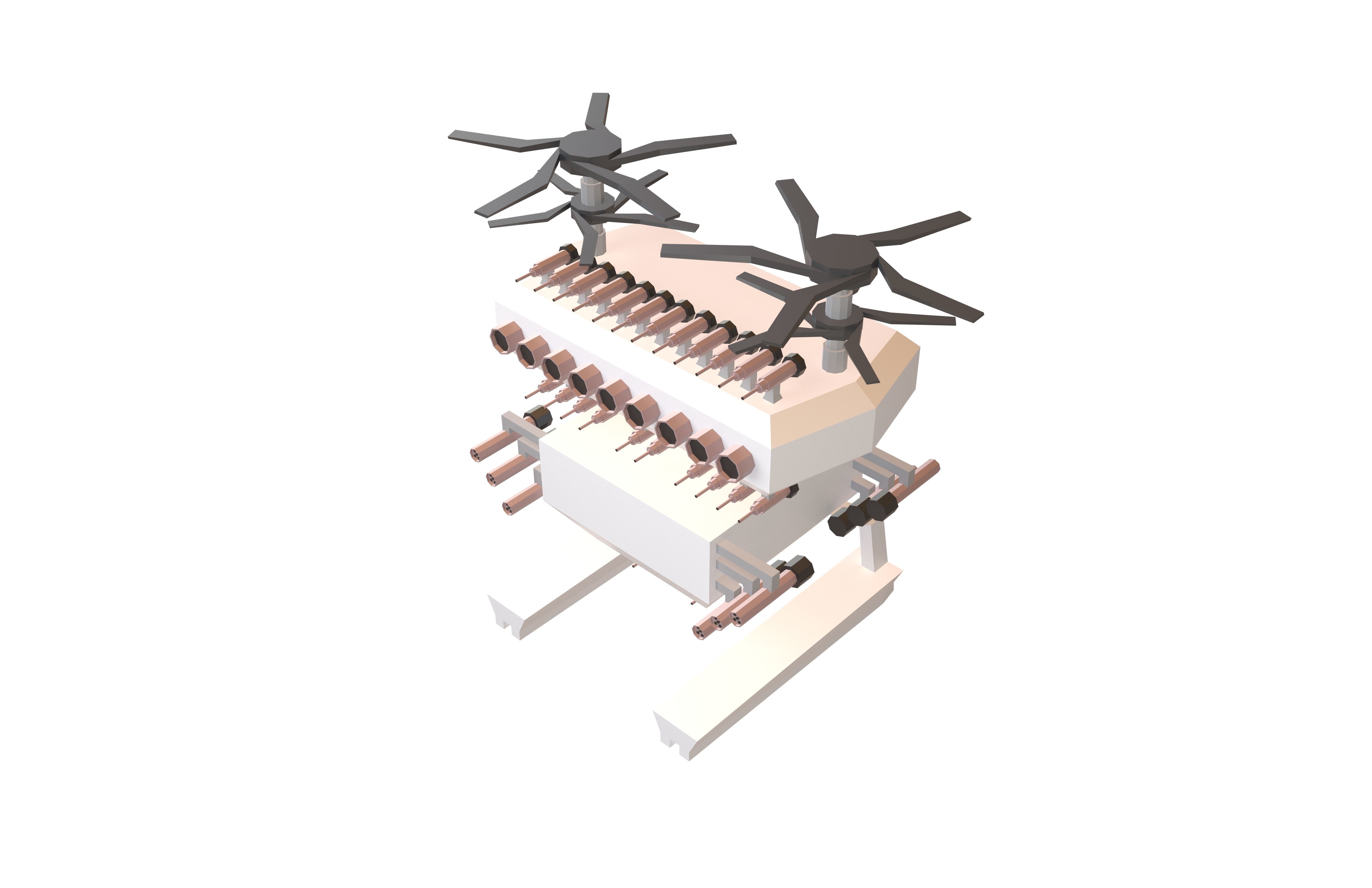 Cartoon Wepon Drone V3 001 Low-poly 3D model_2
