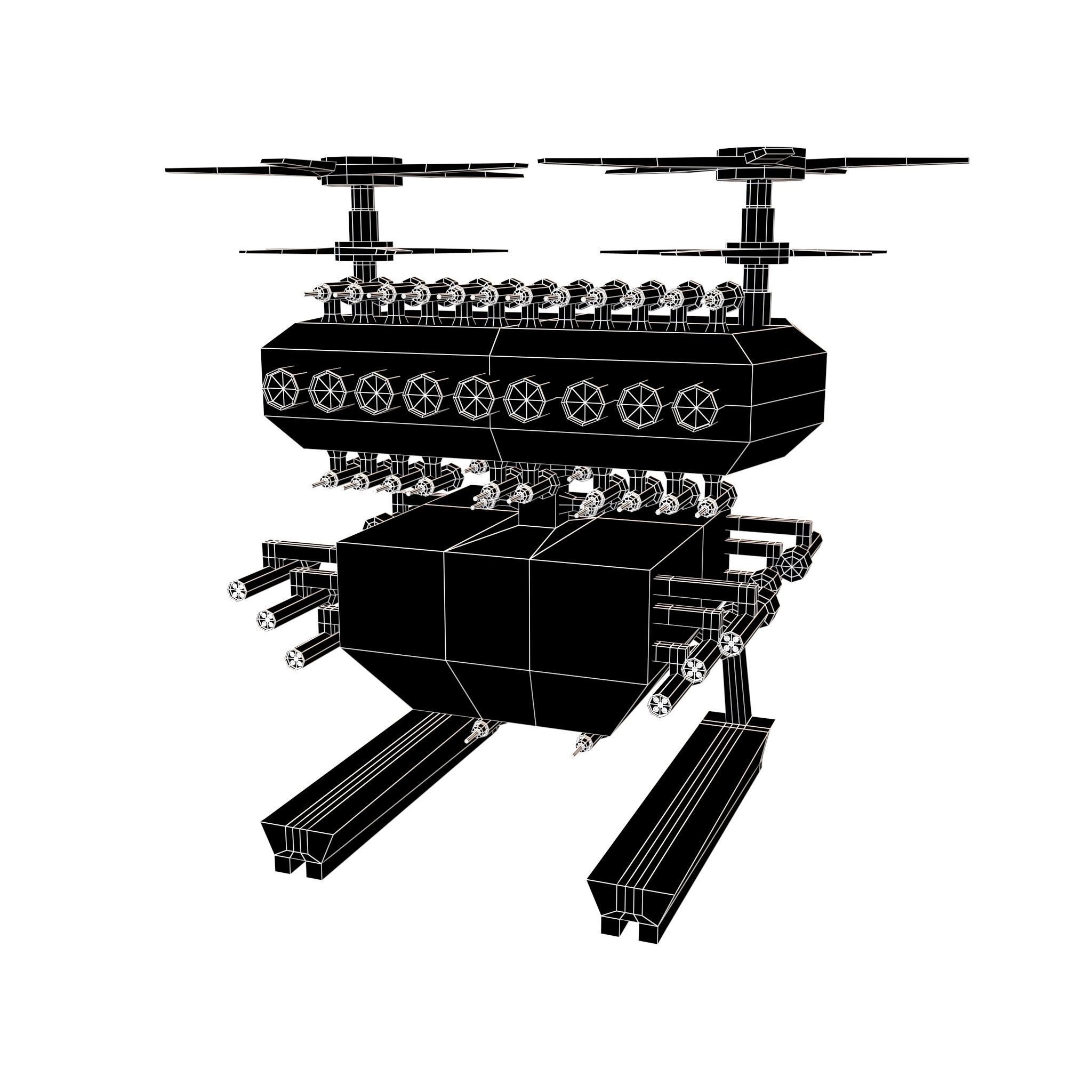Cartoon Wepon Drone V3 001 Low-poly 3D model_4