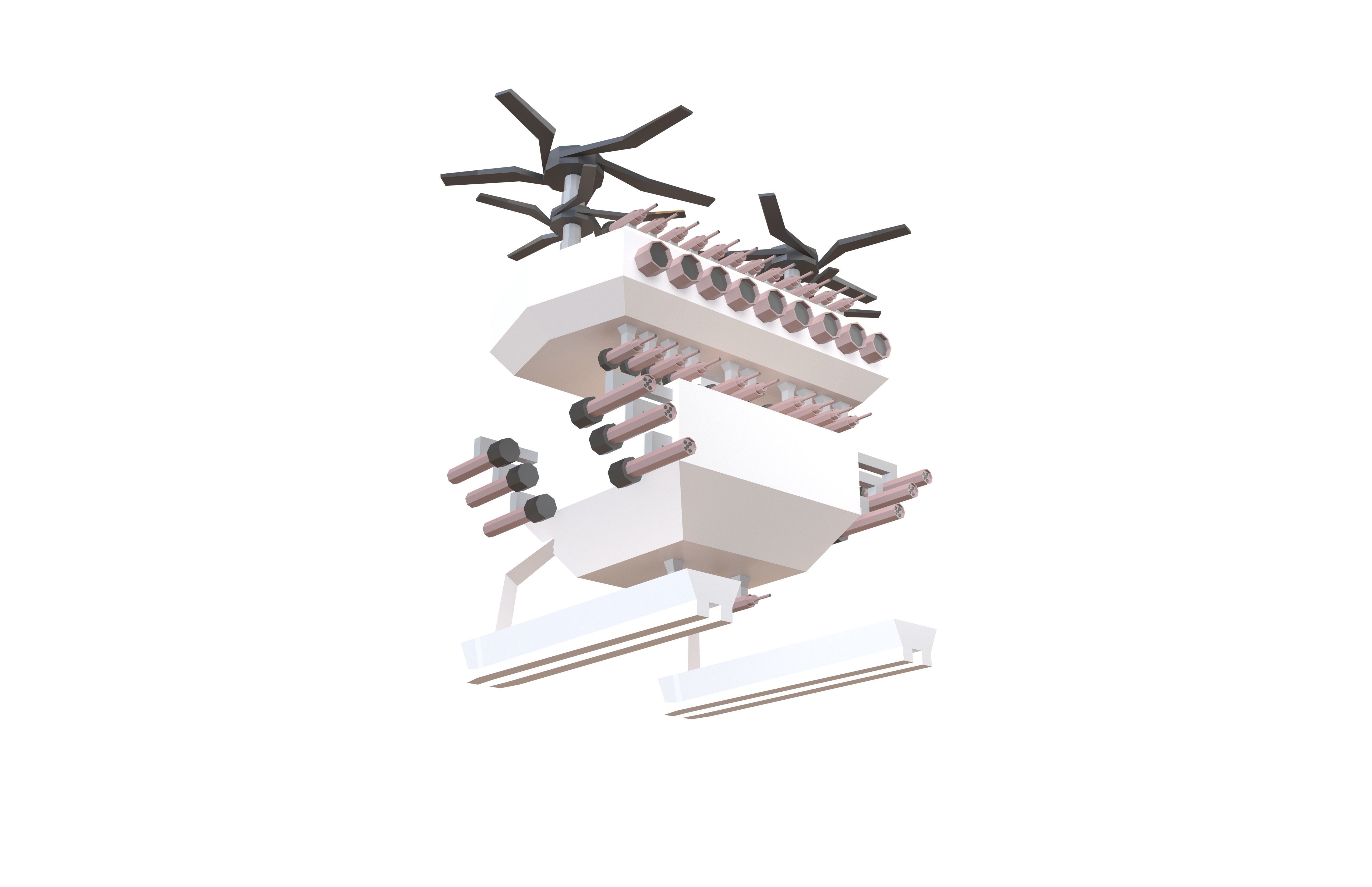 Cartoon Wepon Drone V3 001 Low-poly 3D model_3